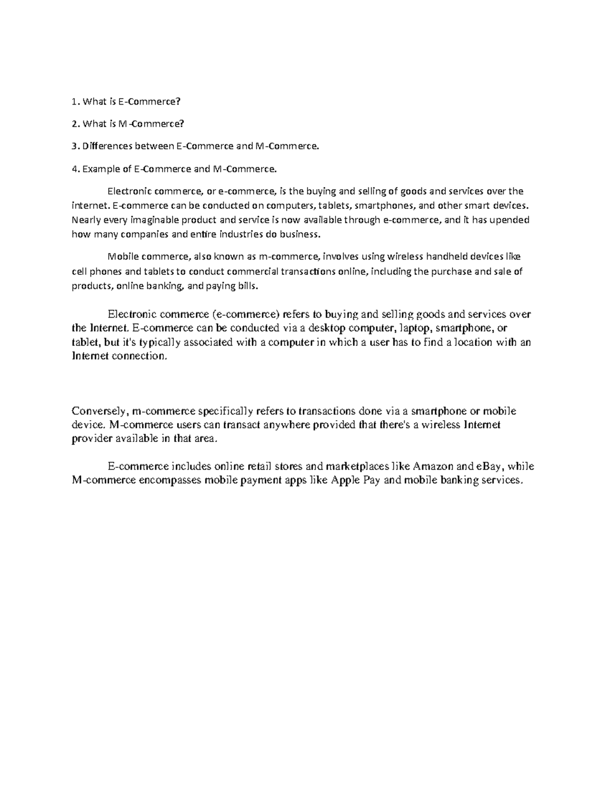 E-COMMERCE AND M- COMMERCE - What is E-Commerce? What is M-Commerce ...