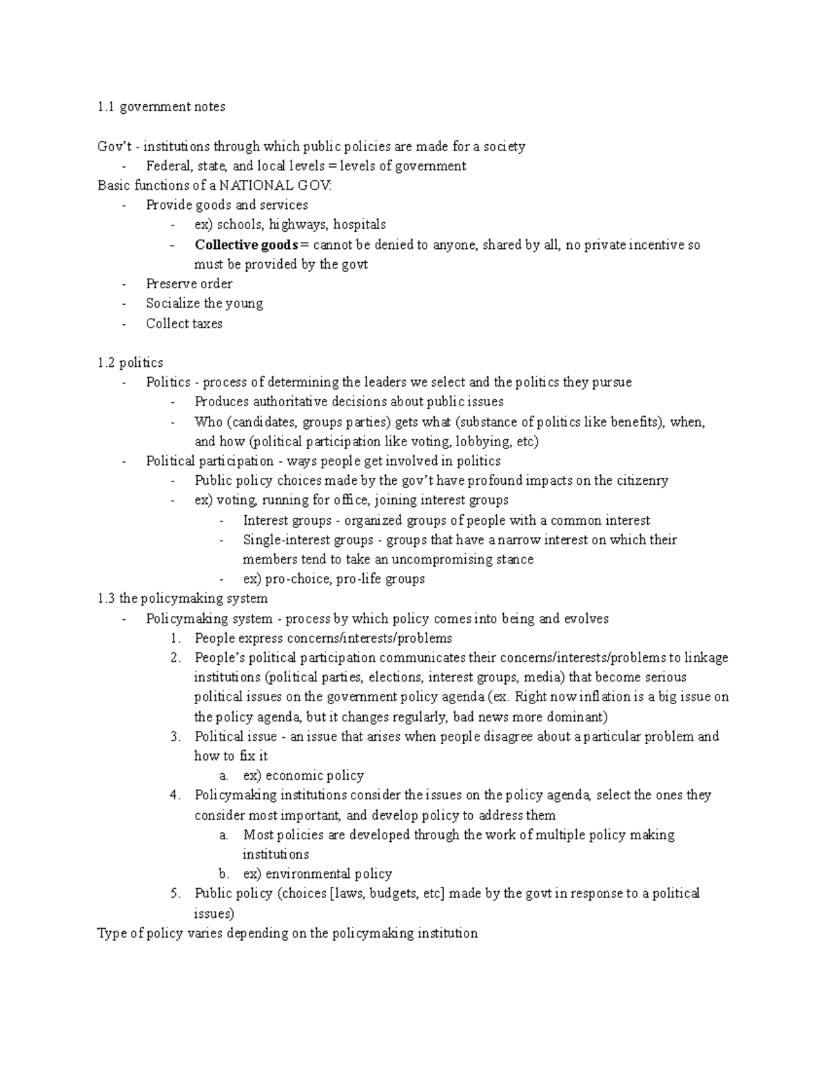 1.1 government notes - 1 government notes Gov’t - institutions through ...