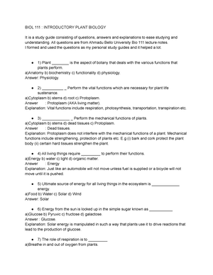 III Introductory Plant Biology ( Transportation AND Movement IN Plants ...