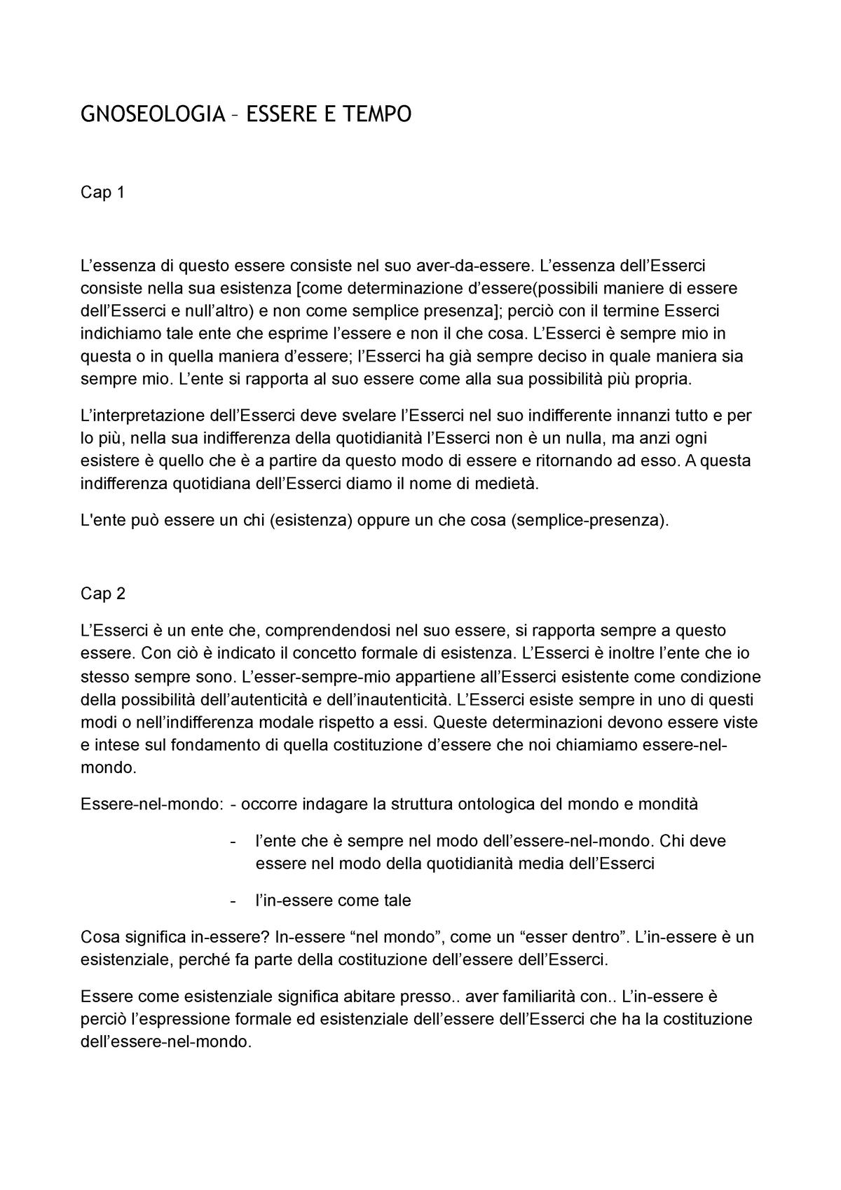 Essere e tempo - Riassunti dettagliati - La figura di Heidegger e la  rilevanza di Essere e tempo - Studocu