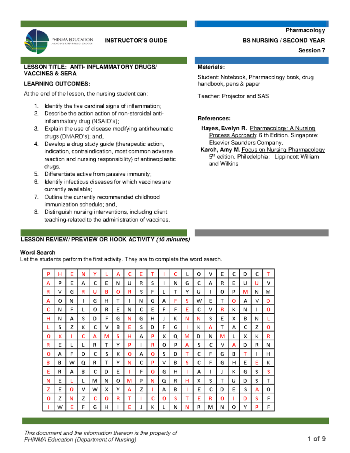 HES 005 Session 7 IG - Pharma notes - This document and the information ...