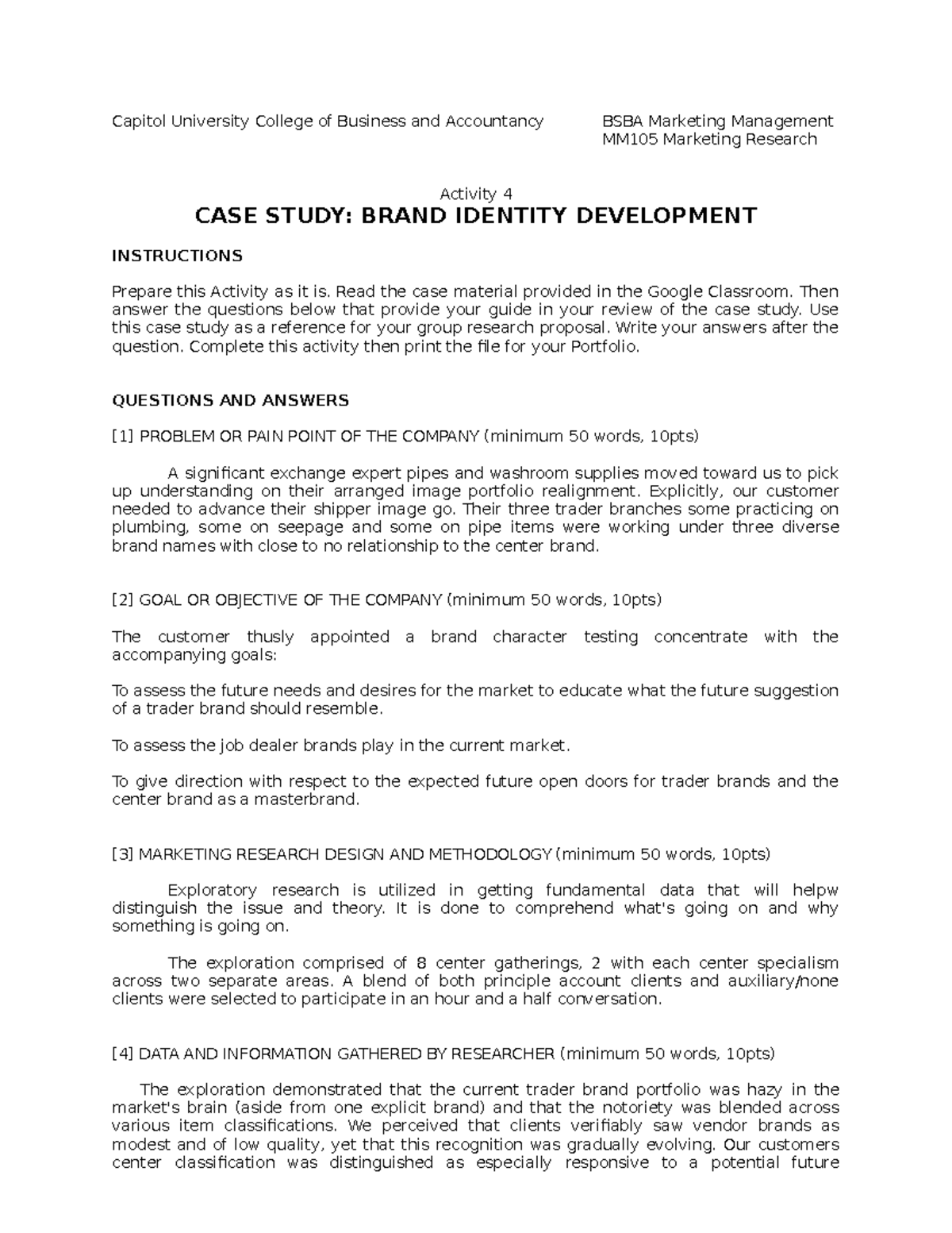 CASE Study Brand Identity Development - Capitol University College of ...