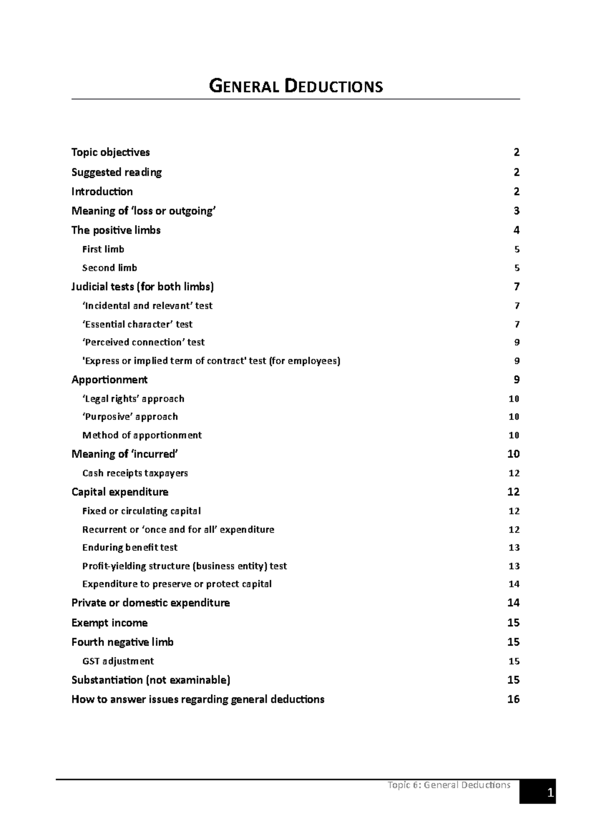 General Deductions Notes 2020 - Topic 6: General Deductions Topic ...