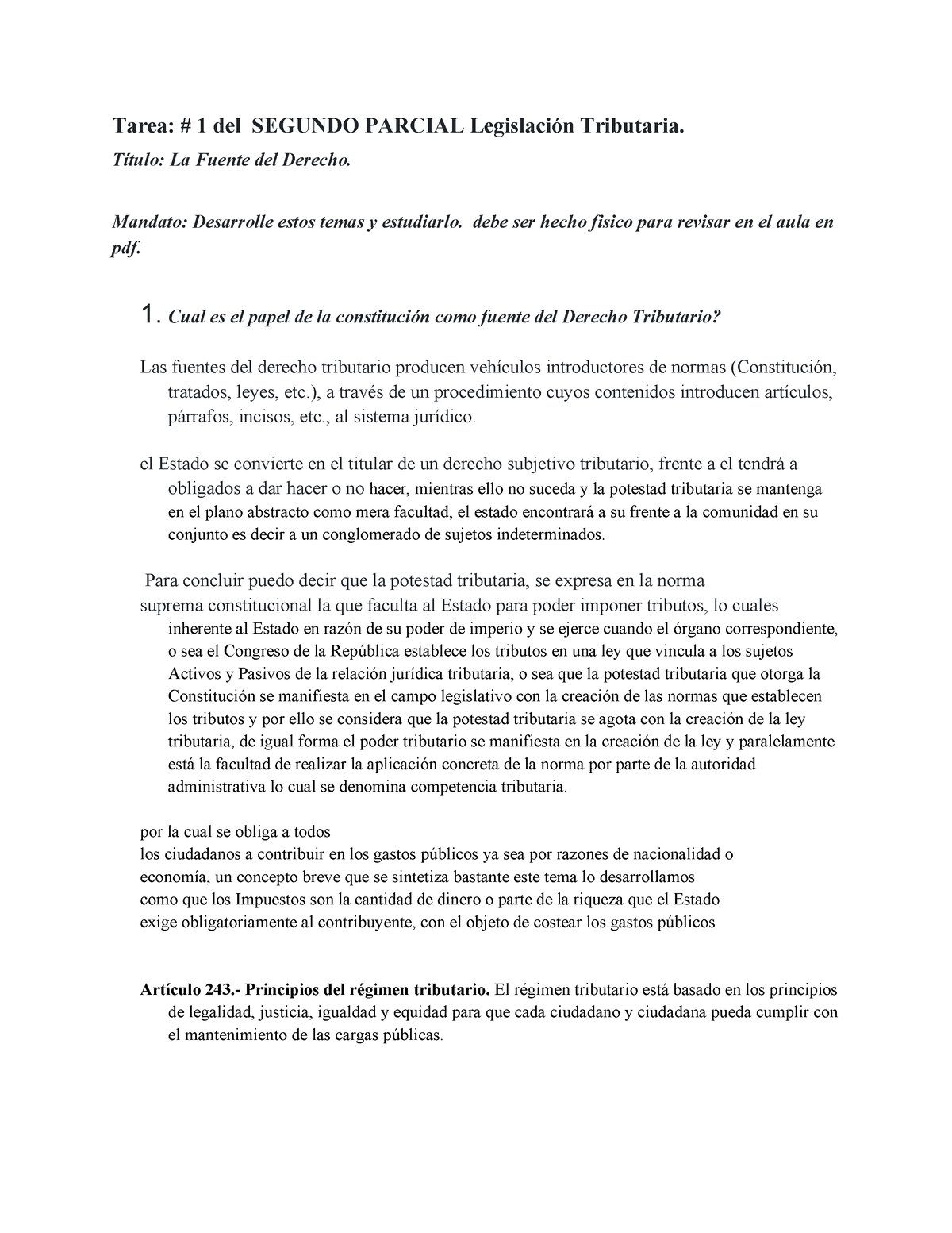 Tarea- # 1 Del Segundo Párcial Legislación Tributaria - Tarea: # 1 Del ...