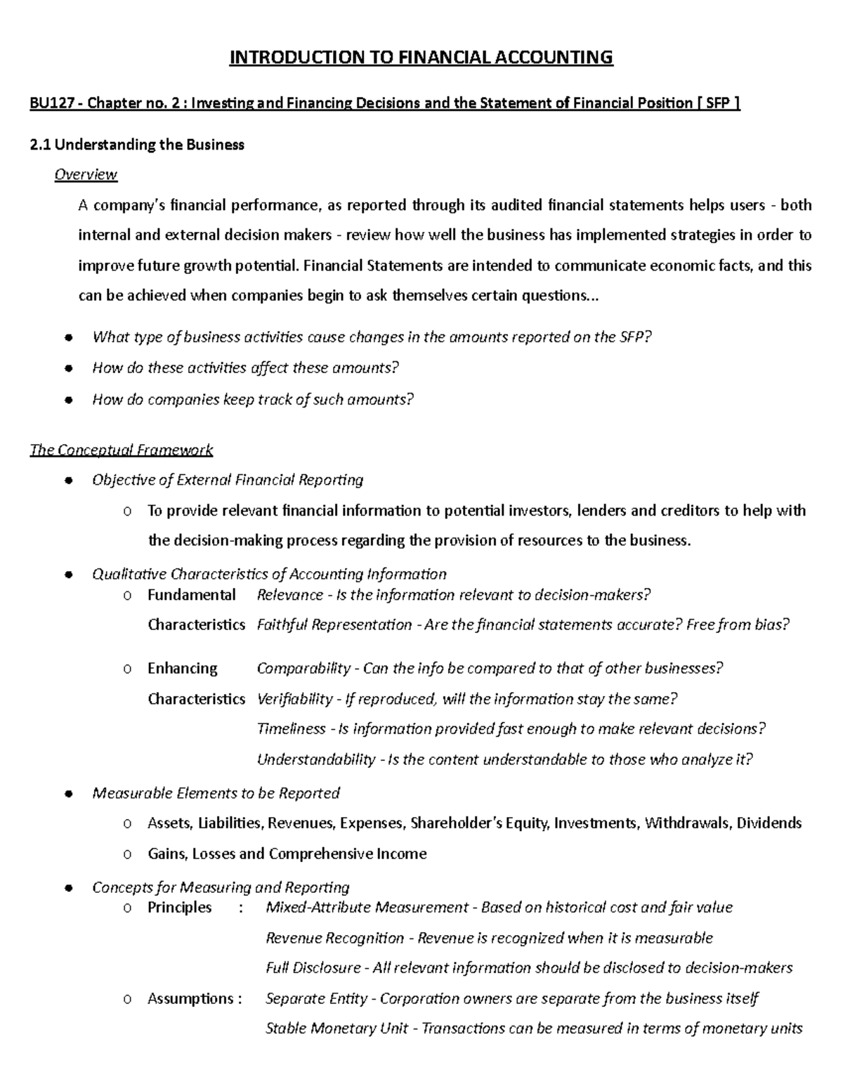 BU127 - Chapter No. 2 Notes - INTRODUCTION TO FINANCIAL ACCOUNTING ...