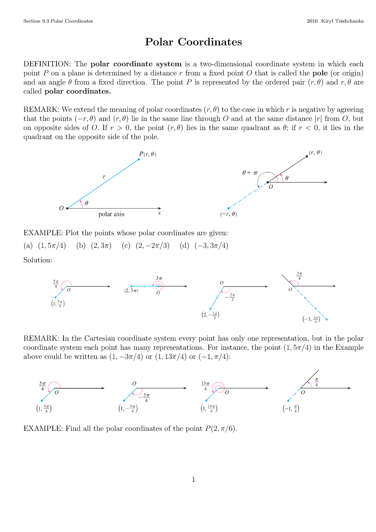 Polar Coordinates - notes - MATH141 - UKZN - Studocu