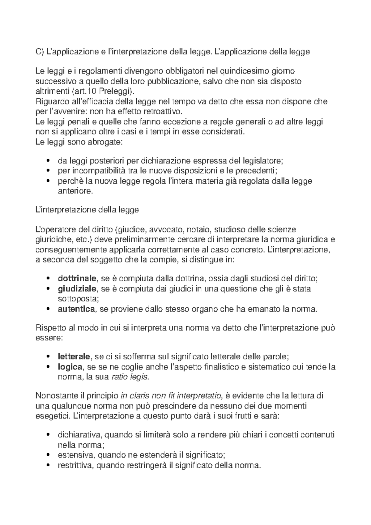 Applicazione Della Legge e rapporto giuridico - APPLICAZIONE DELLA LEGGE Il capo II delle