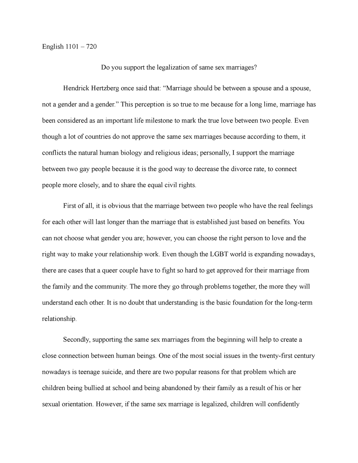 essay about same sex marriage 150 words
