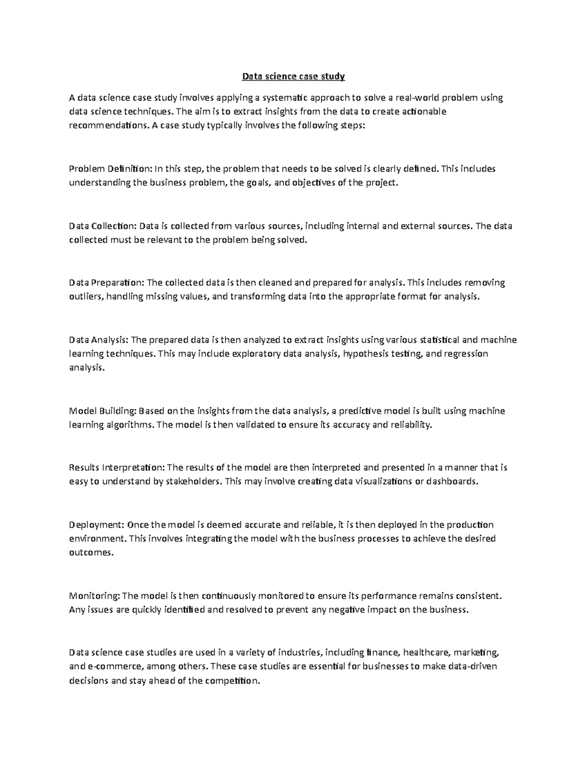 Data science case study - The aim is to extract insights from the data ...