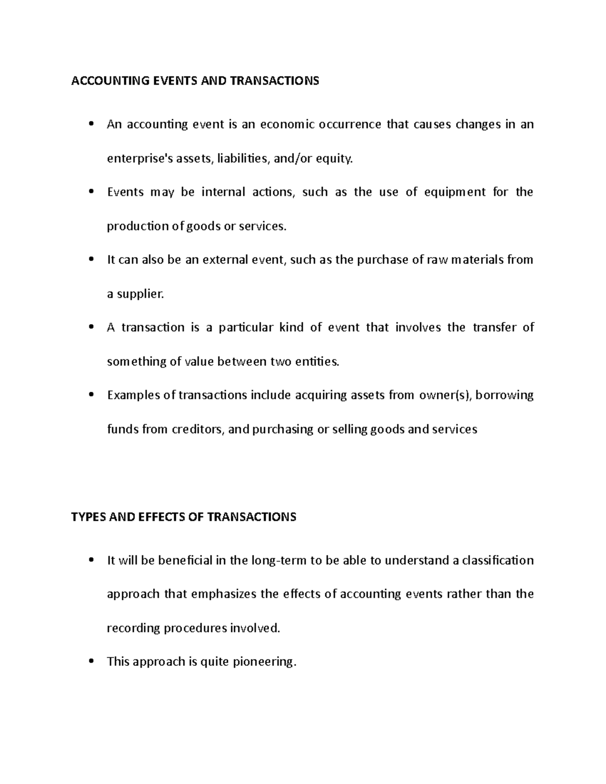 Accounting Events AND Transactions - ACCOUNTING EVENTS AND TRANSACTIONS ...