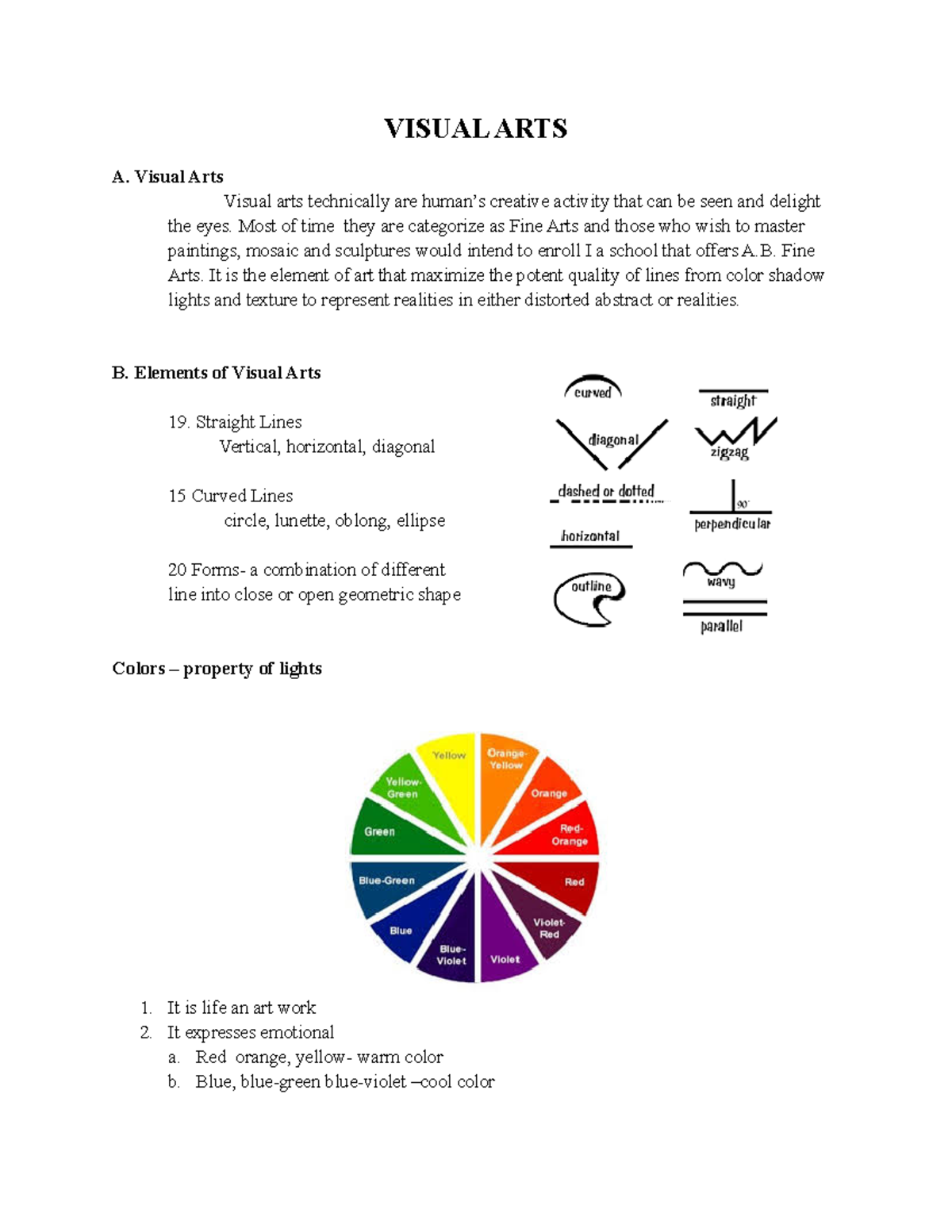 Visual-ARTS-Autosaved - VISUAL ARTS A. Visual Arts Visual arts ...