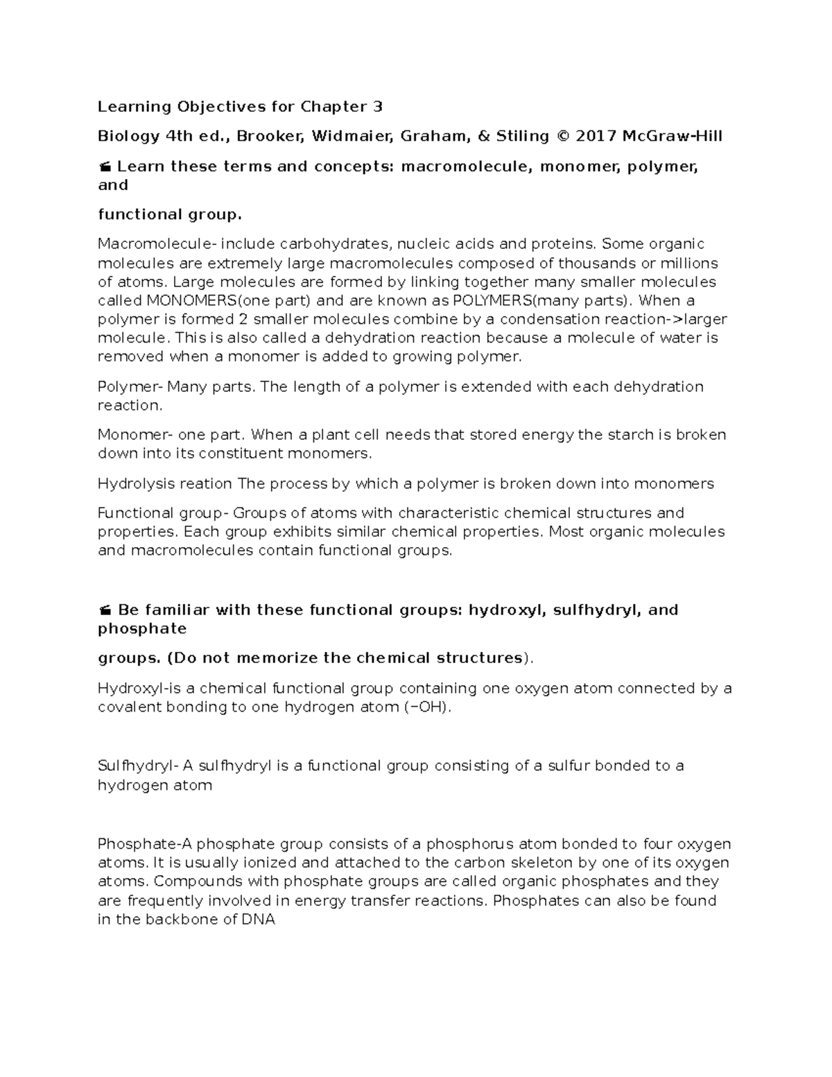 Learning Objectives for Chapter 3 - , Brooker, Widmaier, Graham ...