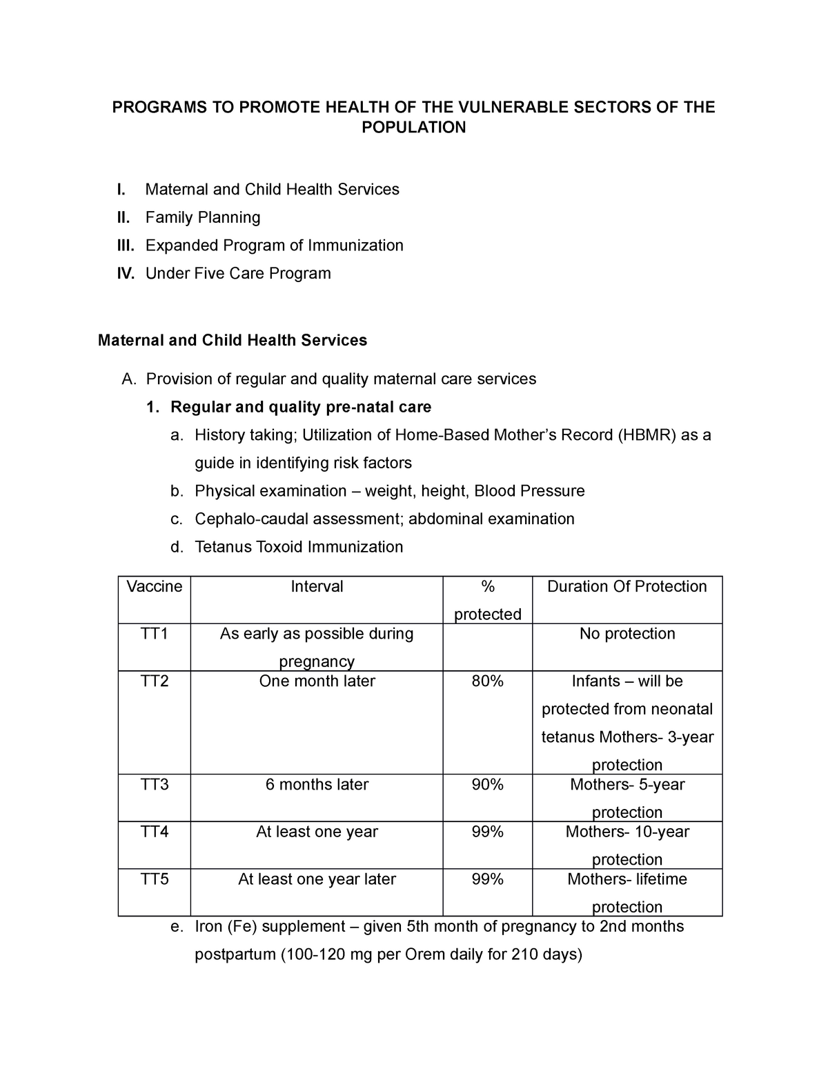 Lecture Notes Community Health Nursing Programs TO Promote Health 