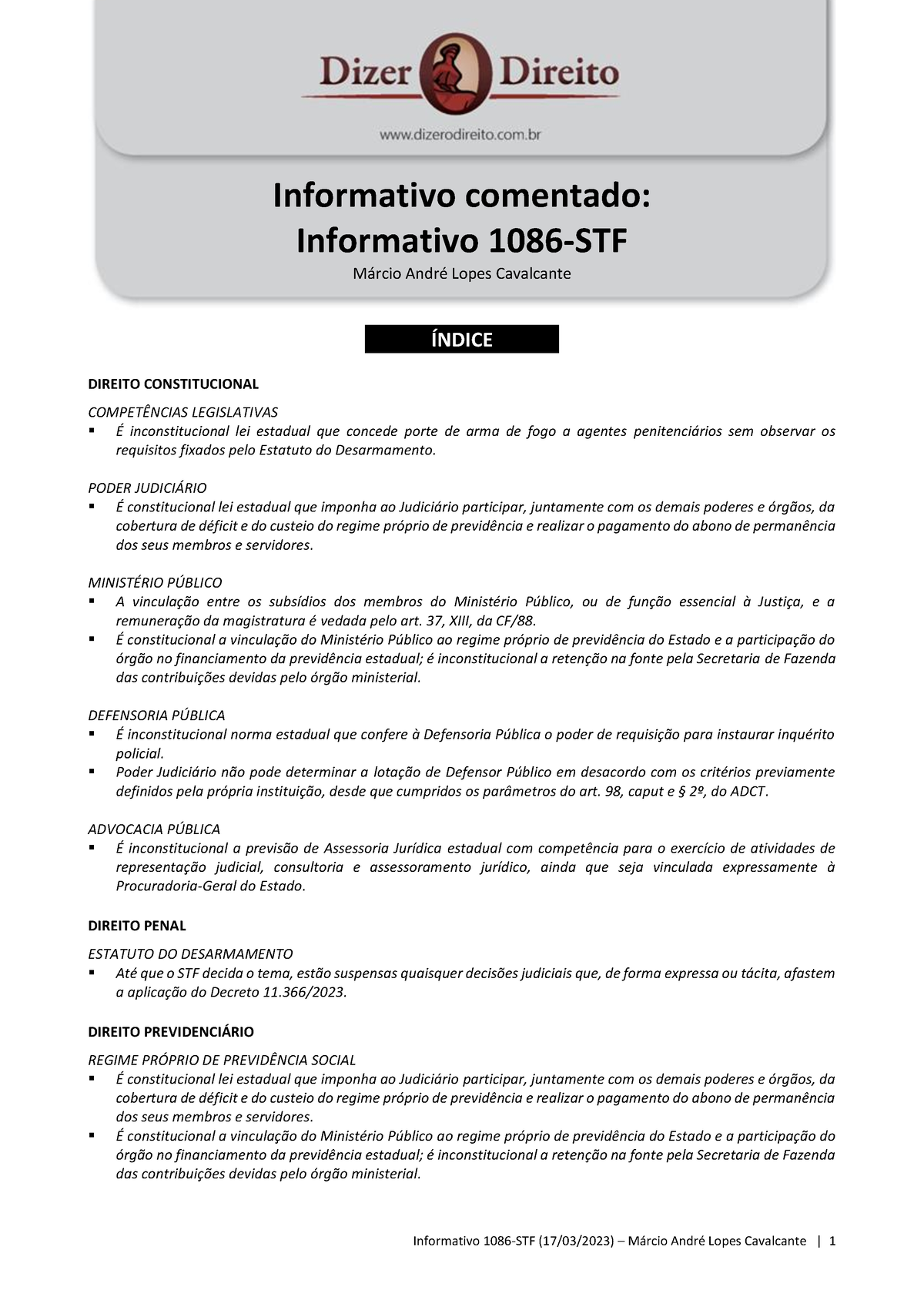 Info-1086-stf - Informativos Do Stf Comentados Pelo Dizer O Direito ...