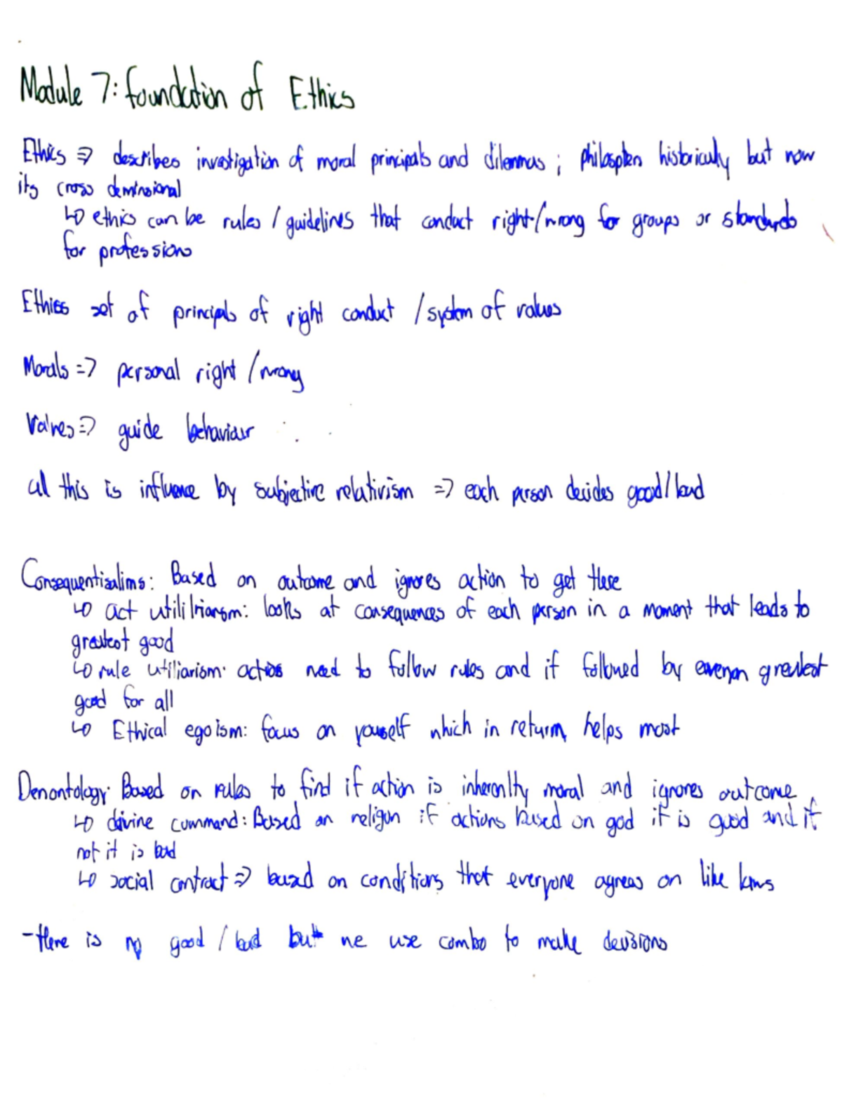 Module 7 Foundation of Ethics - COR1801 - Studocu