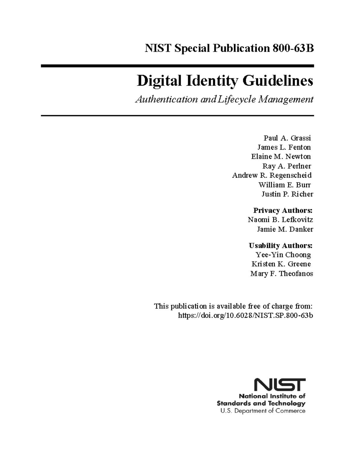 NIST - NIST - NIST Special Publication 800-63B Digital Identity ...