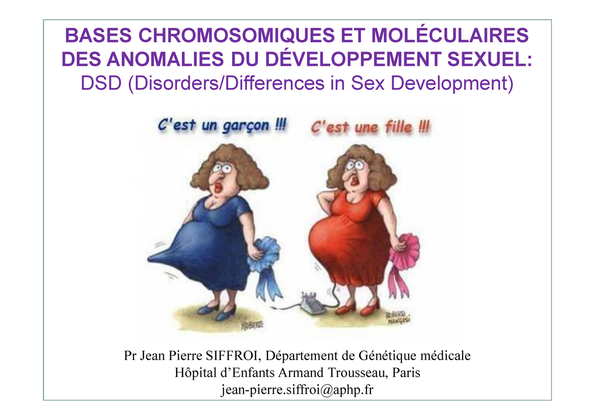 Cours Jp Siffroi An Dev Sex Bases Chromosomiques Et MolÉculaires Des Anomalies Du 
