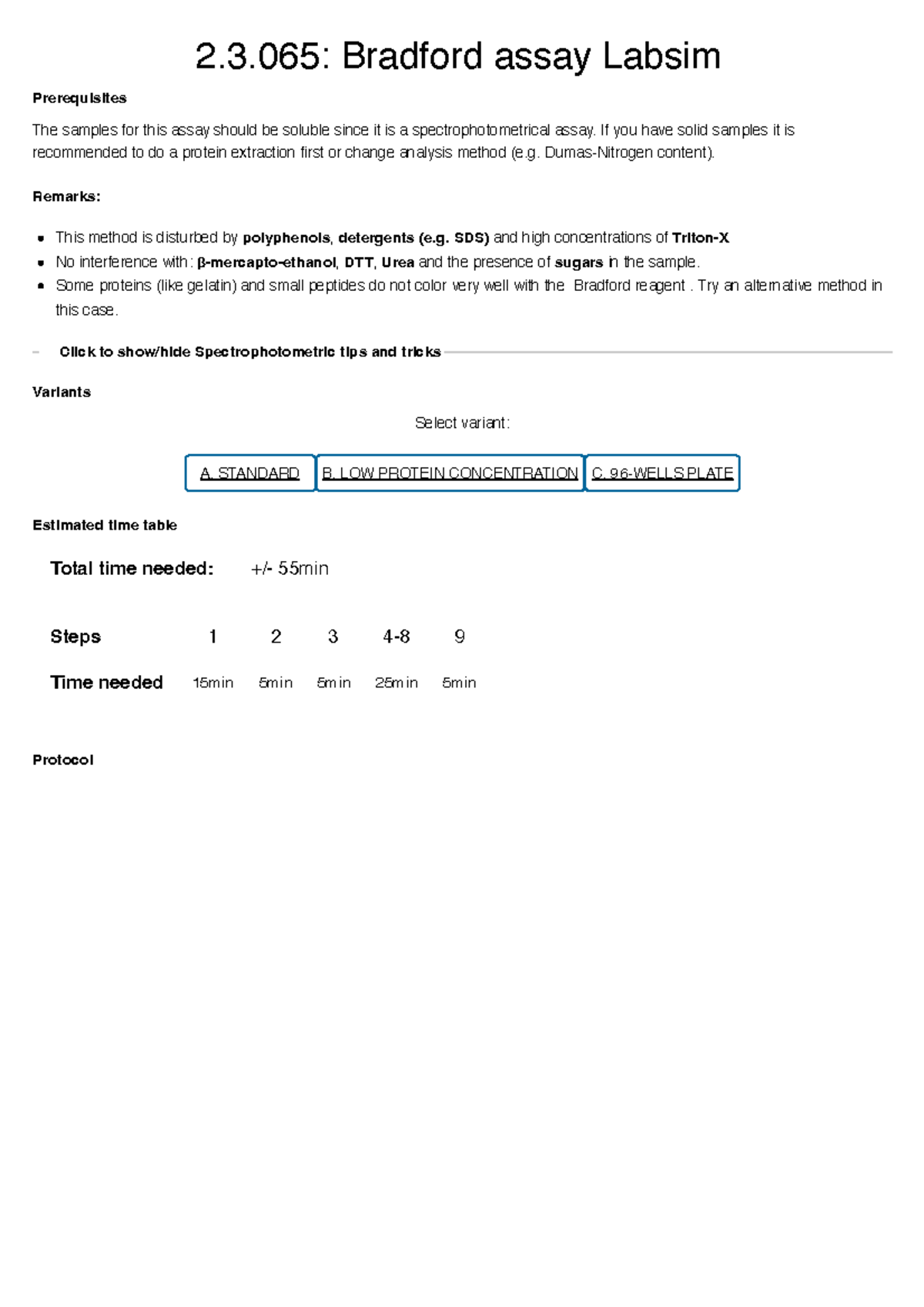 2.3.065 Bradford assay Labsim 2.3 Bradford assay Labsim