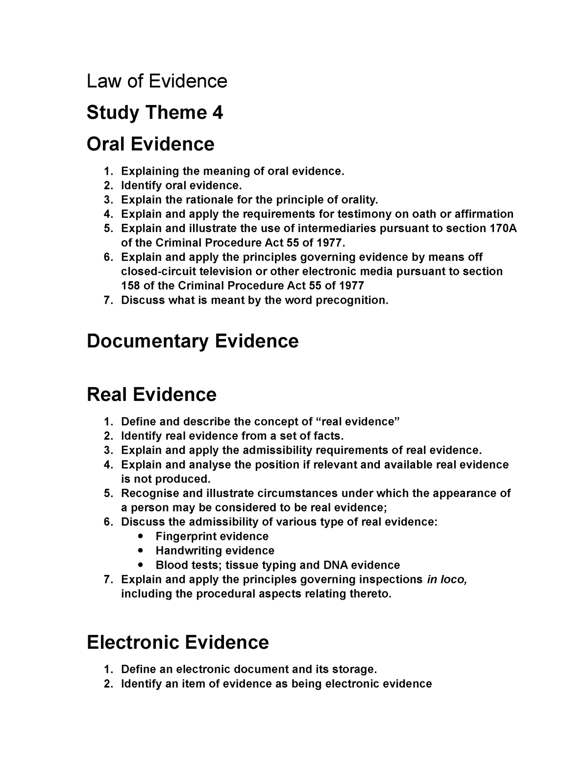 law of evidence case study