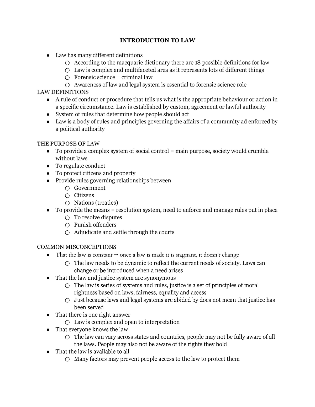 Principles Of Forensic Science Introduction To Law Introduction To Law Law Has Many Different 