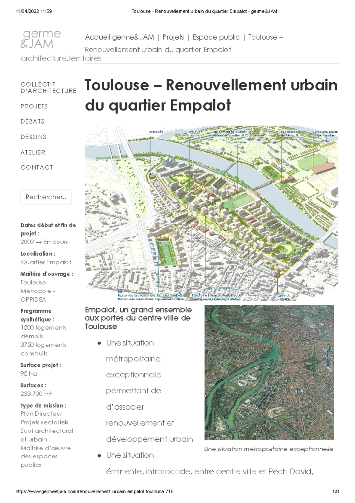 Toulouse Renouvellement urbain du quartier Empalot germe JAM