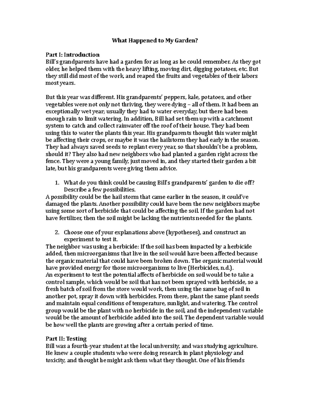 Bio assignment Garden - What Happened to My Garden? Part I ...