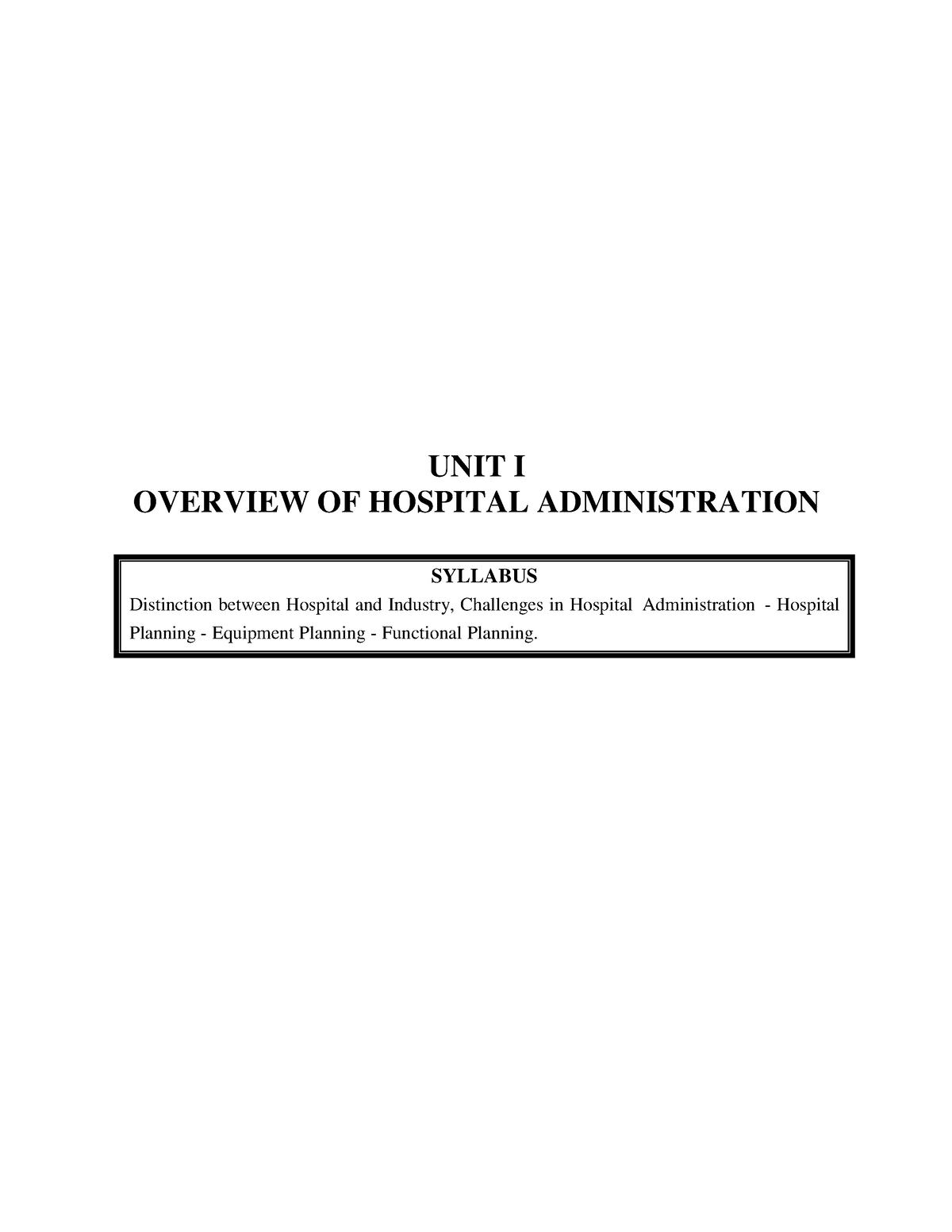 phd in hospital administration syllabus