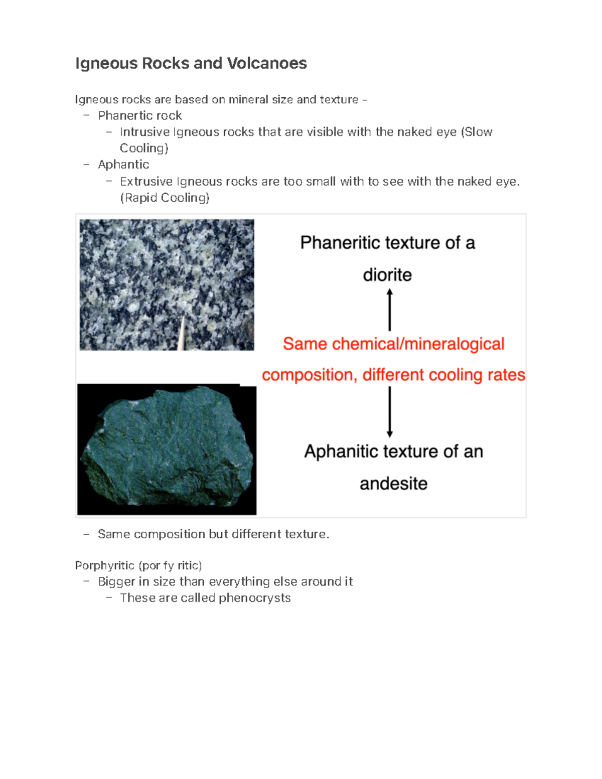 Igneous Rocks and Volcanoes - – – – – – – – Igneous Rocks and Volcanoes ...