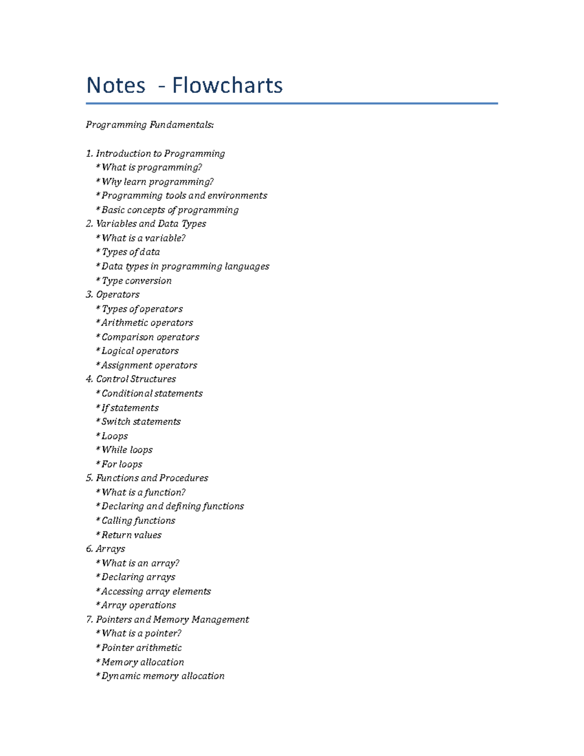 Lecture notes - Flowcharts - Notes - Flowcharts Programming ...