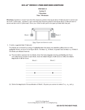 Energy Unit 4 - Forces Unit 2 - 2015 AP PHYSICS 1 FREE-RESPONSE ...