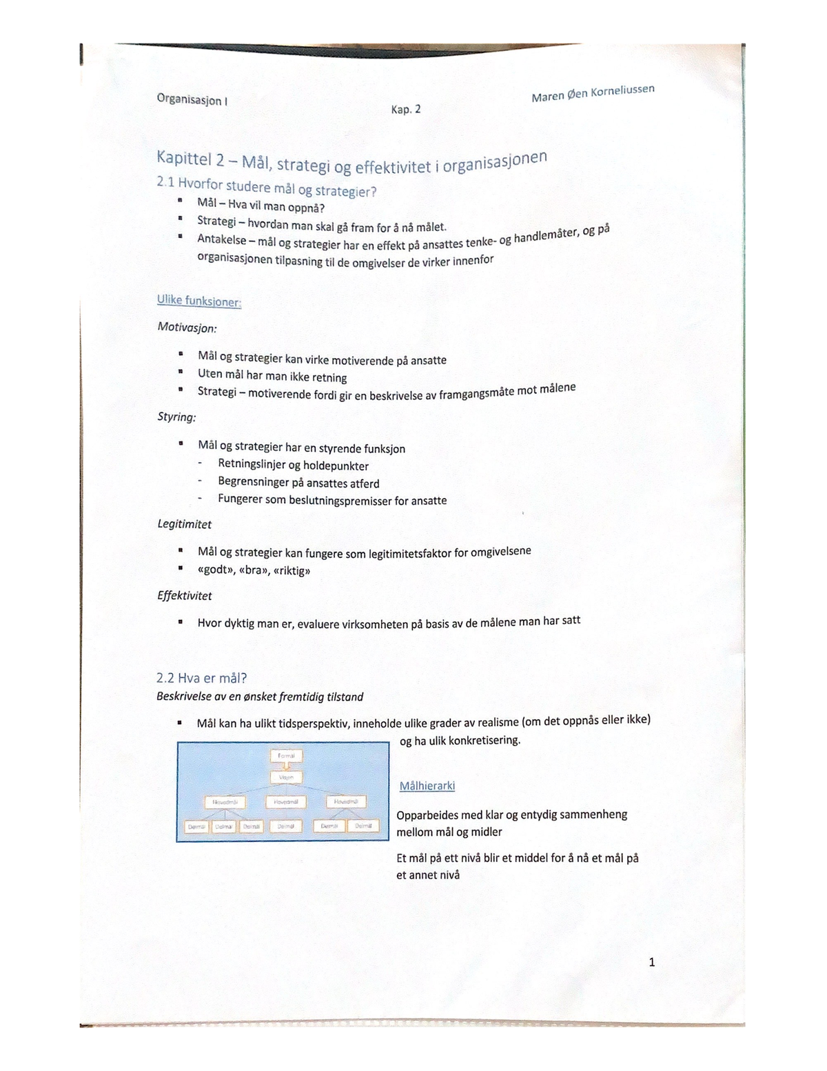 Kapittel 2 - Mål, Strategi Og Effektivitet I Organisasjonen - ØAO001 ...