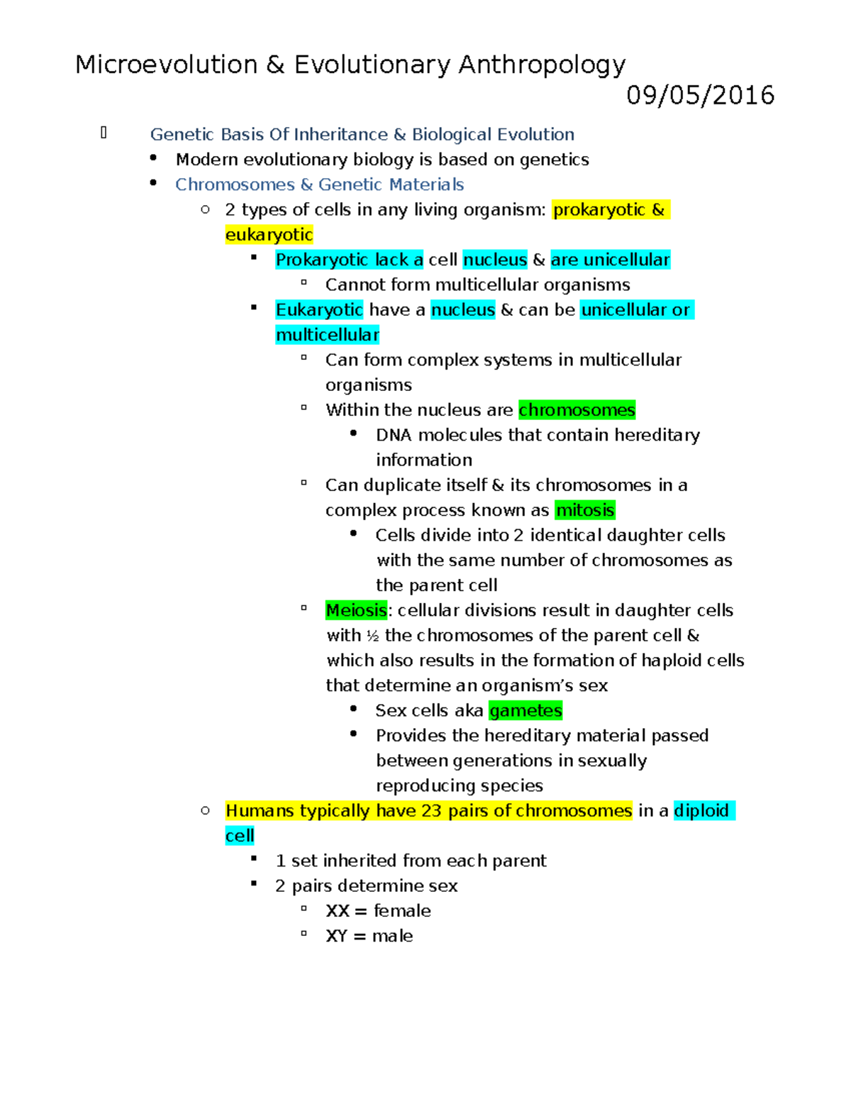 Ch 2 - Combination of book outline & lecture notes - Microevolution ...