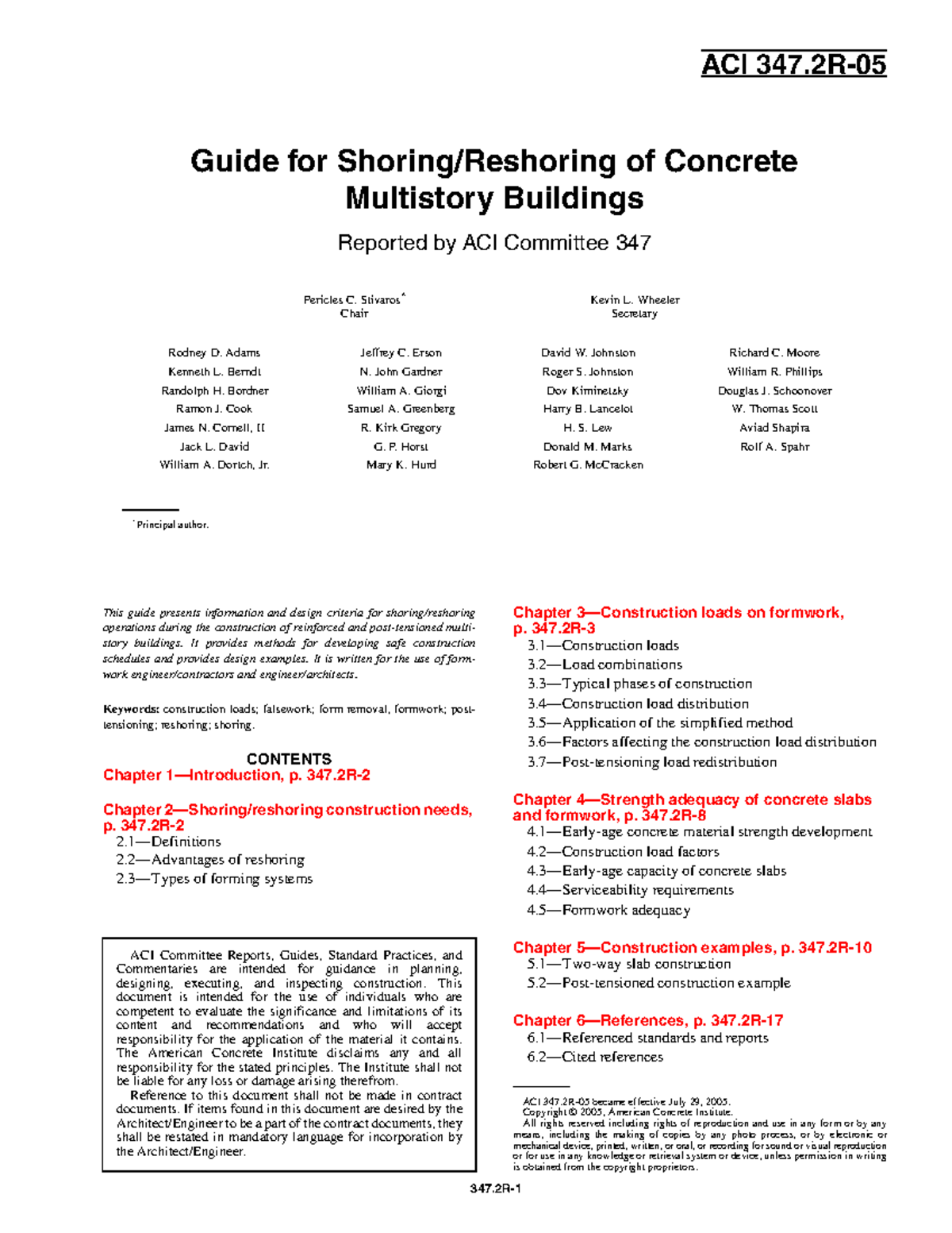 ACI 347.2R05 Guide for ShoringReshoring of Concrete Multistory