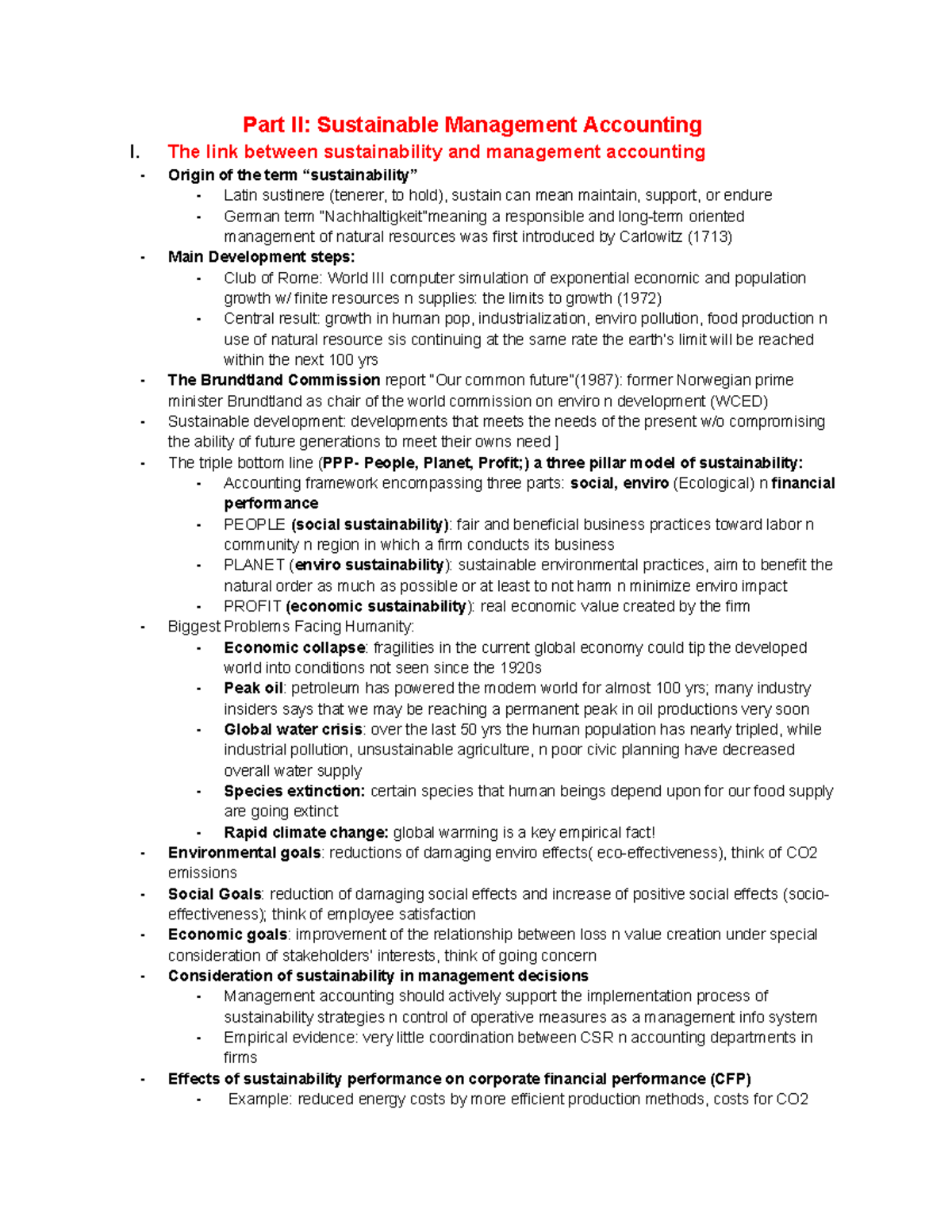 Part II Sustainable Management Accounting - The Link Between ...