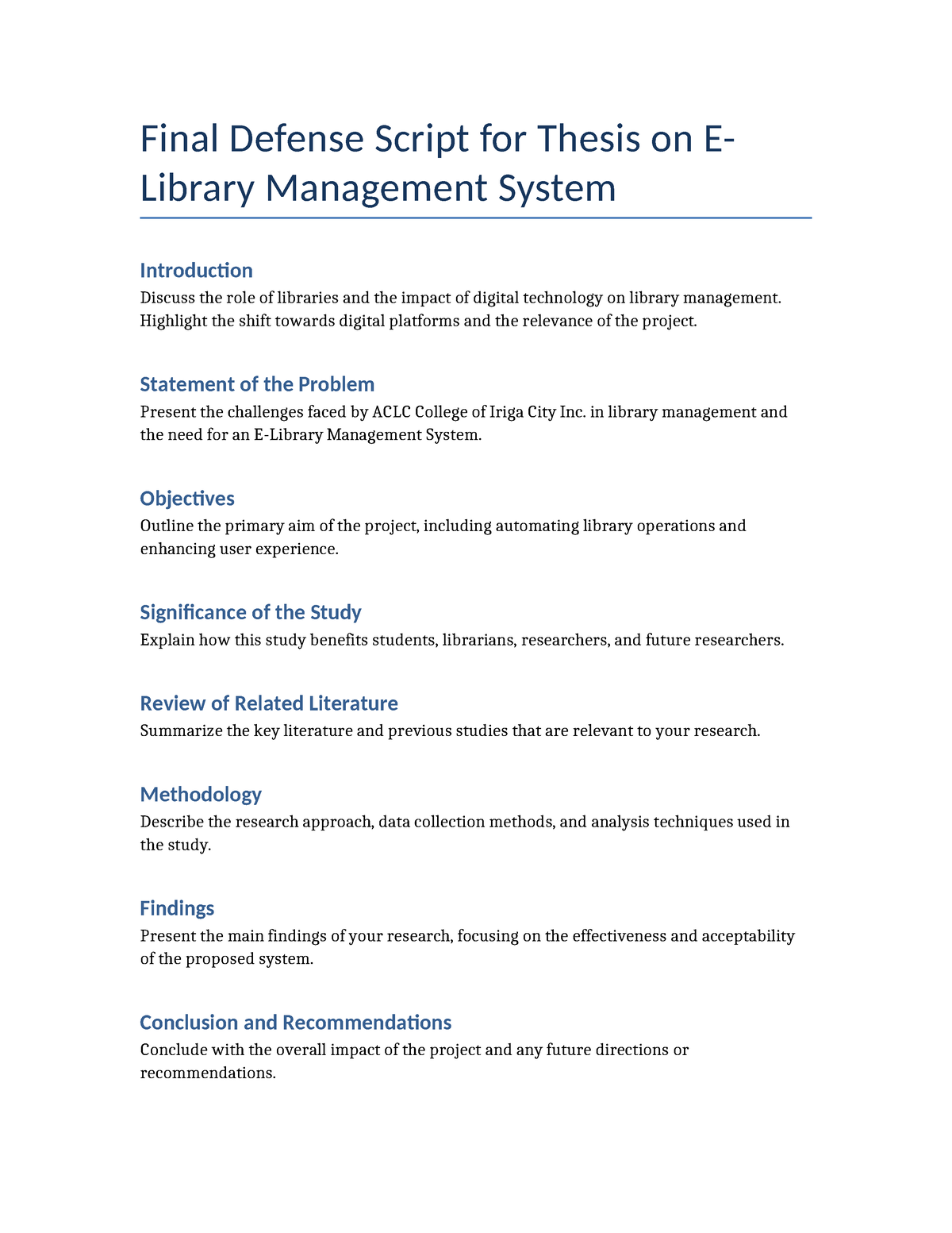 dissertation defense script