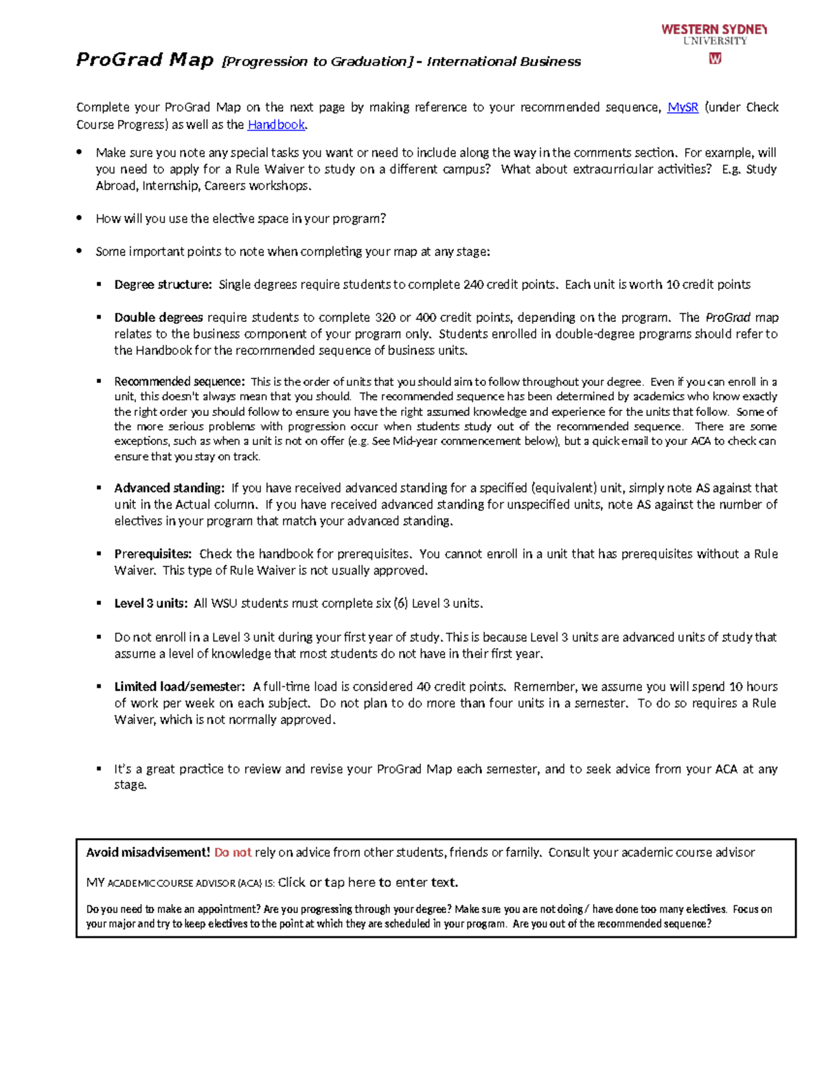 Pro Grad Map_International Business - ProGrad Map [Progression to ...