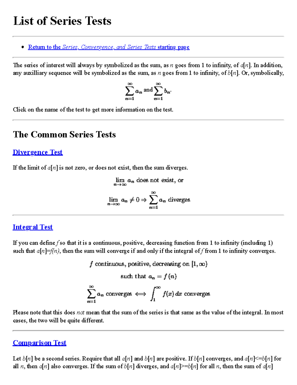 List of Series Tests - List of Series Tests Return to the Series ...