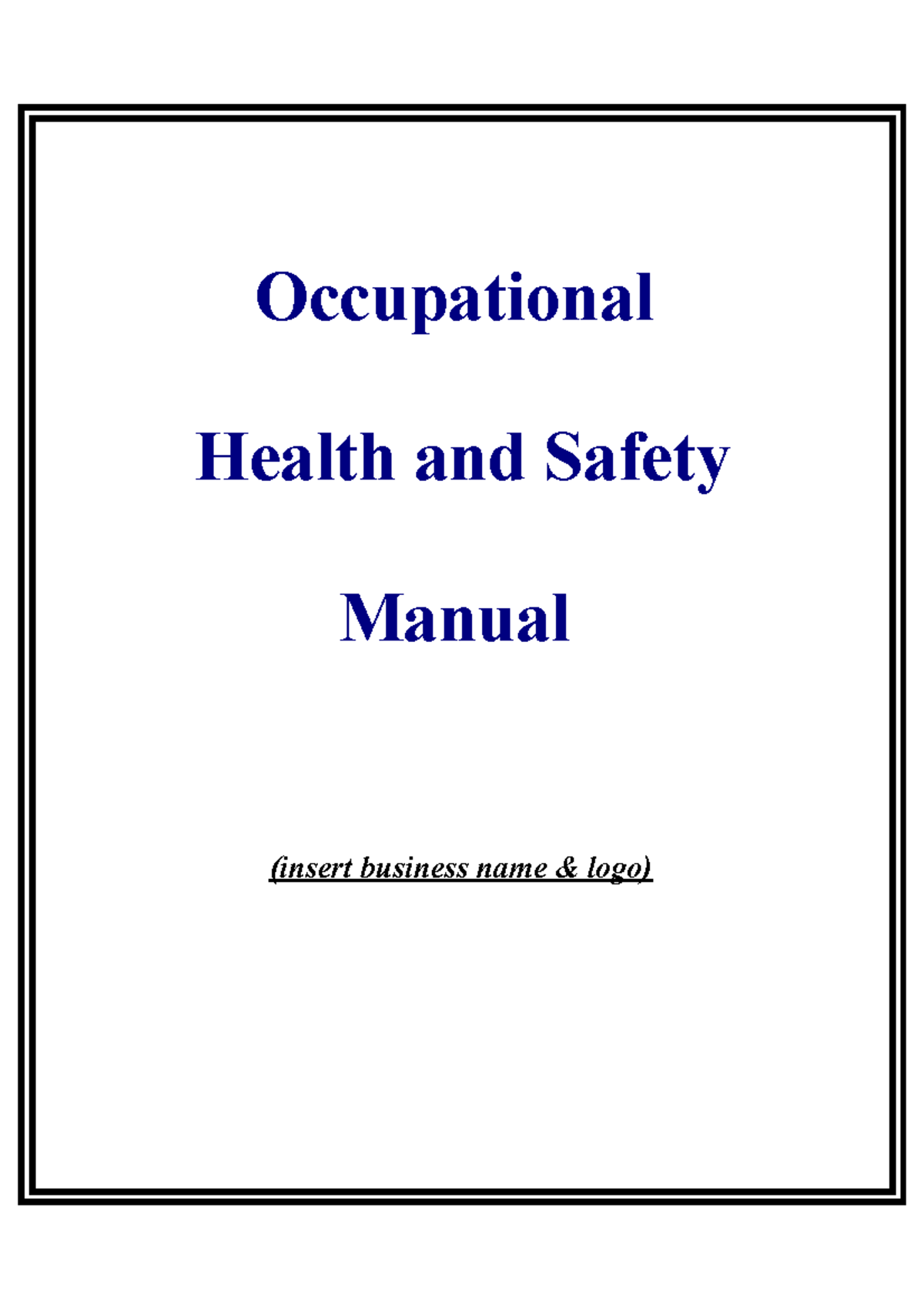 104751413 Ohs Manual Occupational Health And Safety Manual Insert Business Name And Logo Index 8053