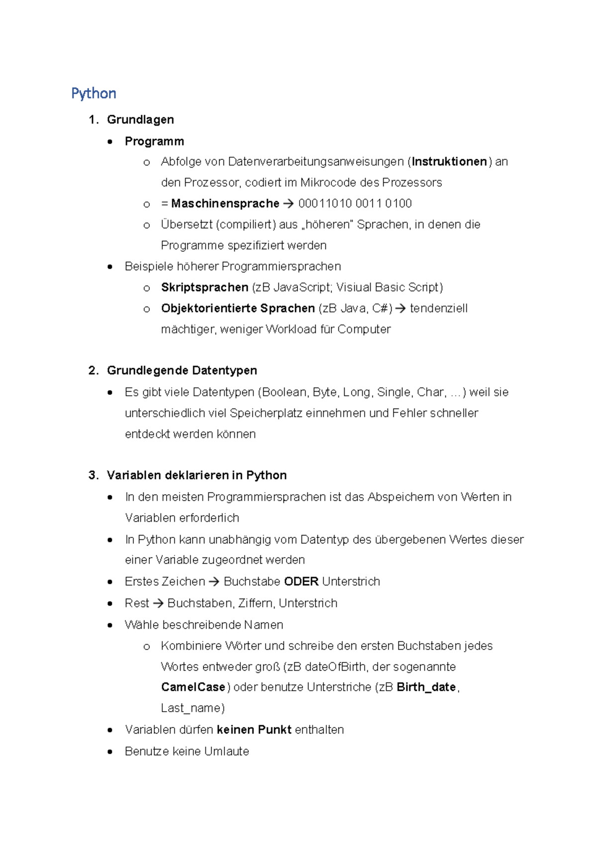 6. Python - Python Grundlagen Programm o Abfolge von ...