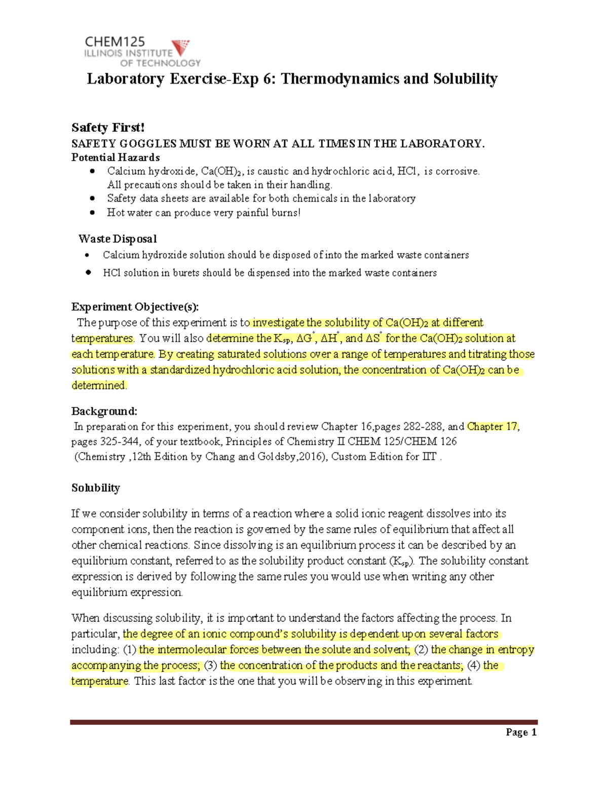 Lab report 6 Safety First! SAFETY GOGGLES MUST BE WORN AT ALL TIMES