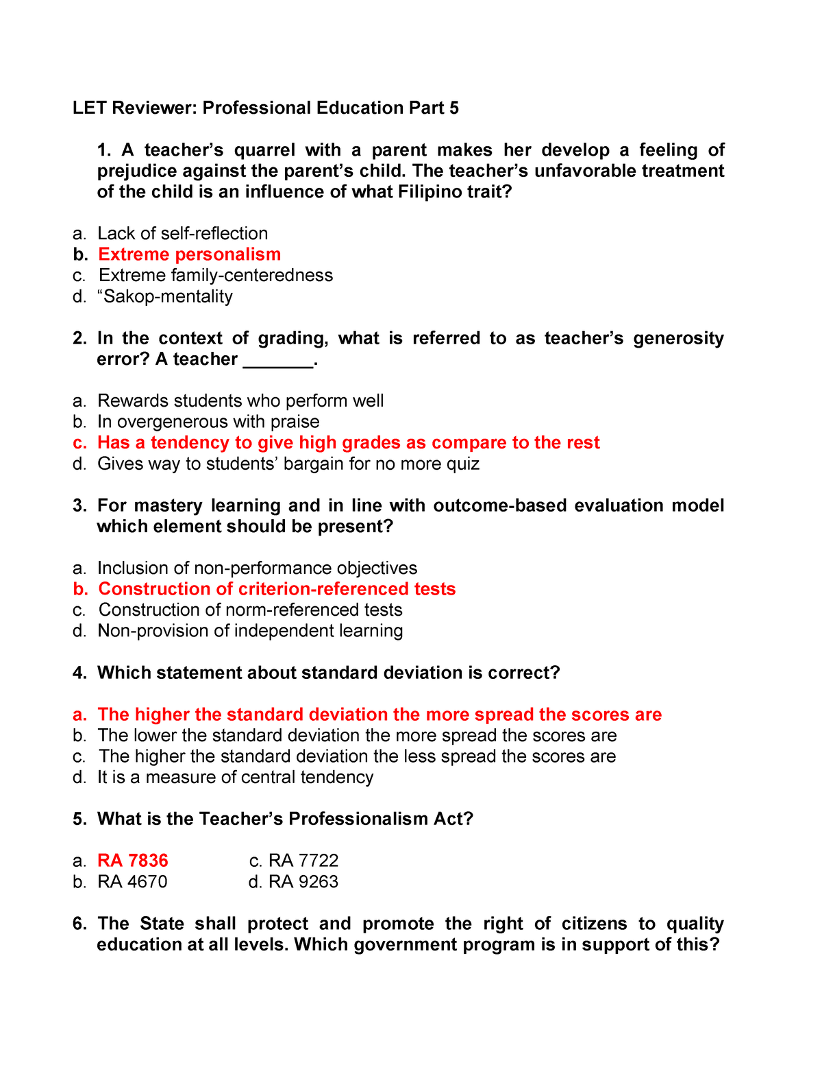 LET Reviewer Professional Education Part 5 - A teacher’s quarrel with a ...