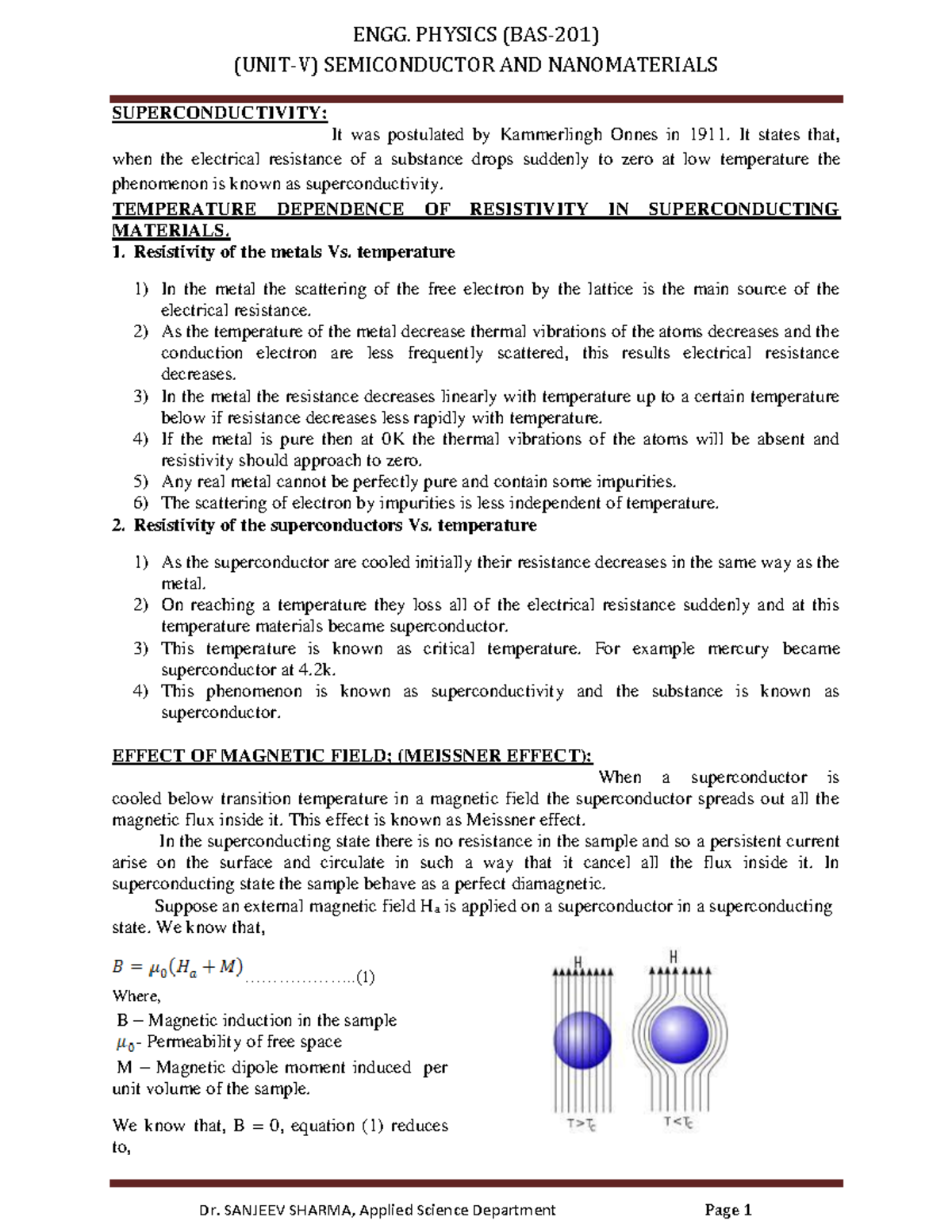 Unit-5 Superconductivity & NANO Technology - (UNIT-V) SEMICONDUCTOR AND ...