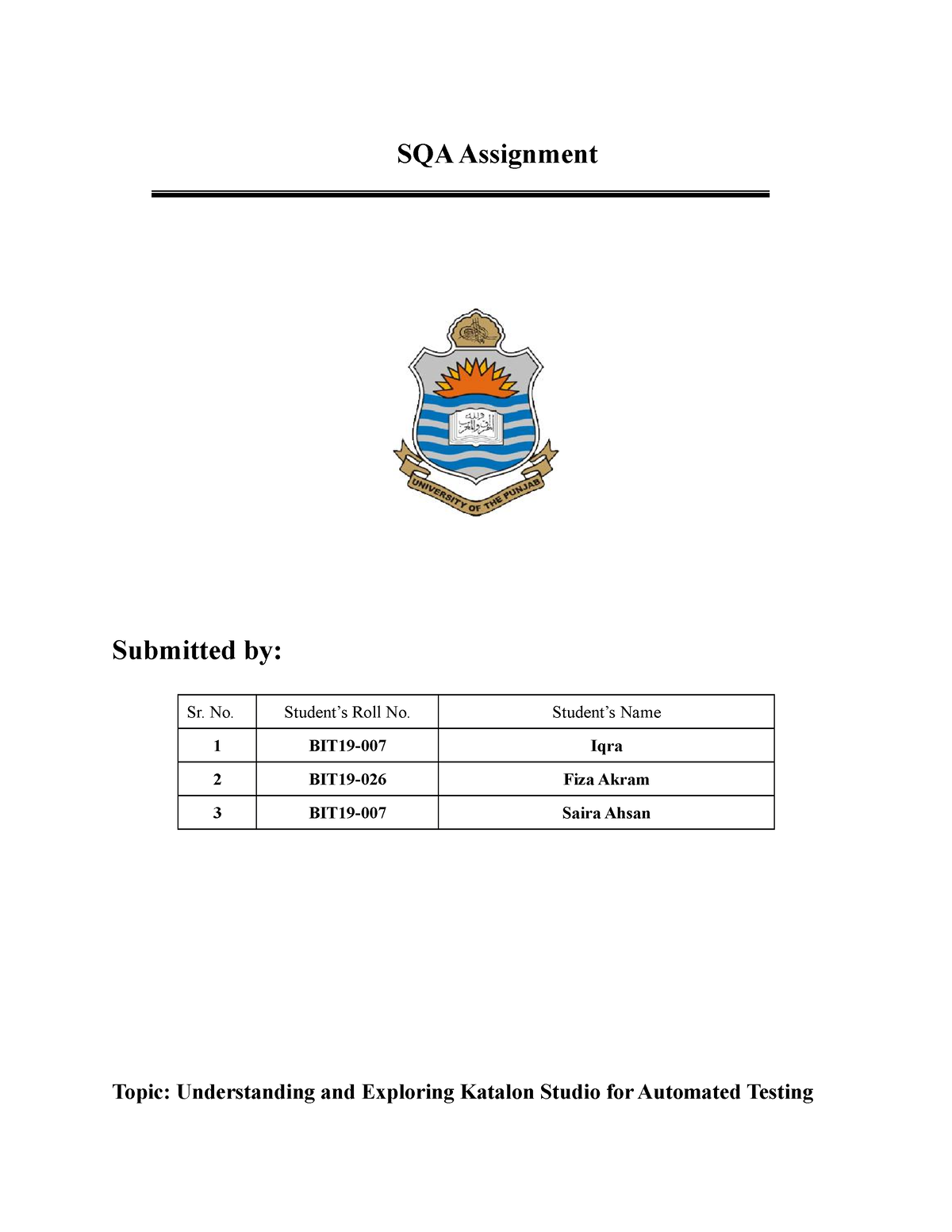 sqa business assignment template