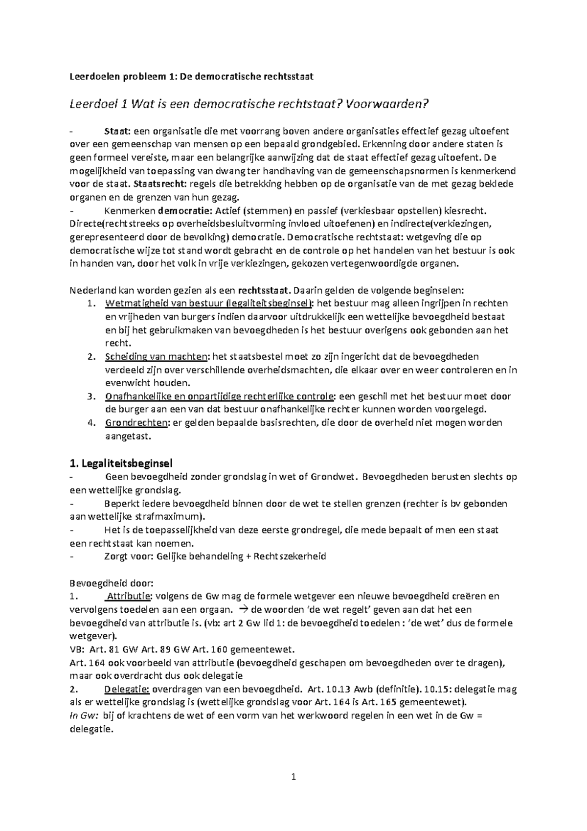 Samenvatting Inleiding Staats- En Bestuursrecht: Probleem 1-8 ...