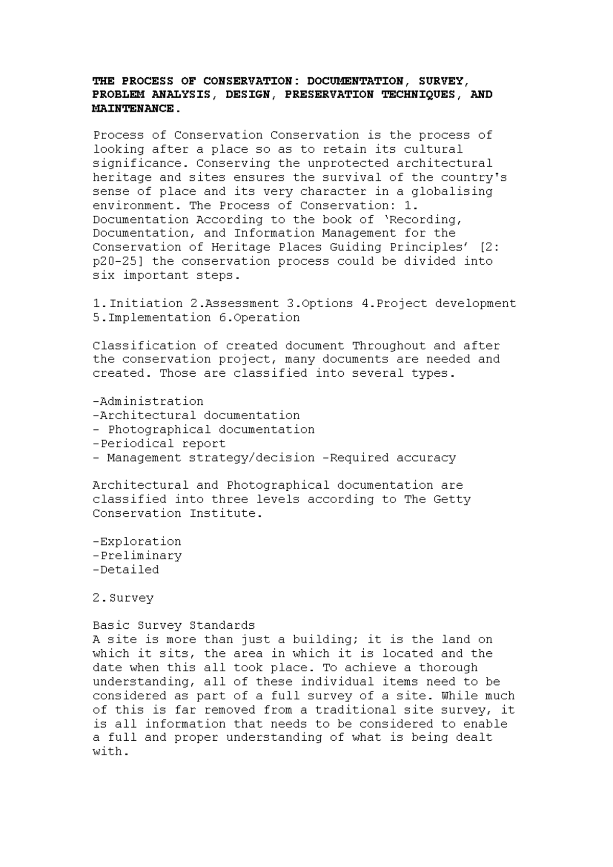 THE Process OF Conservation - THE PROCESS OF CONSERVATION ...