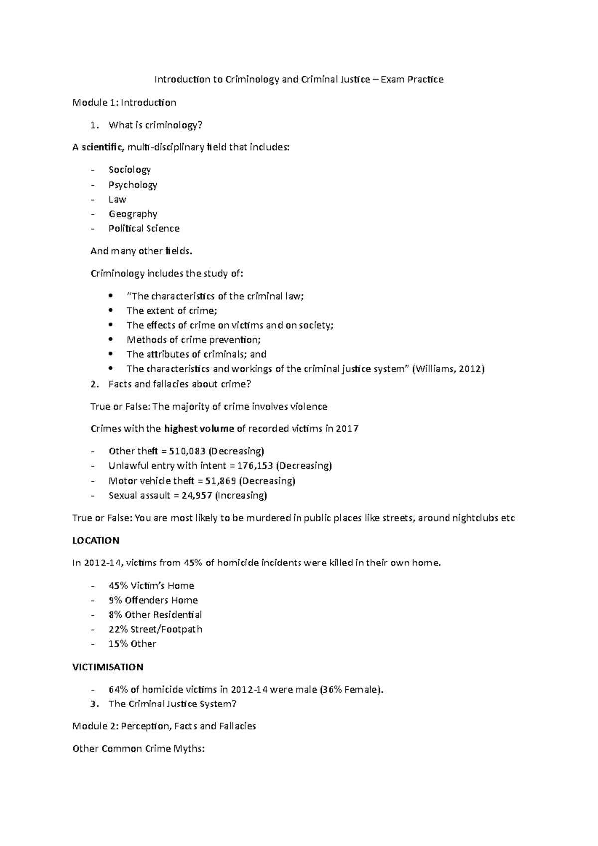 Introduction to Criminology and Criminal Justice Exam Practice ...