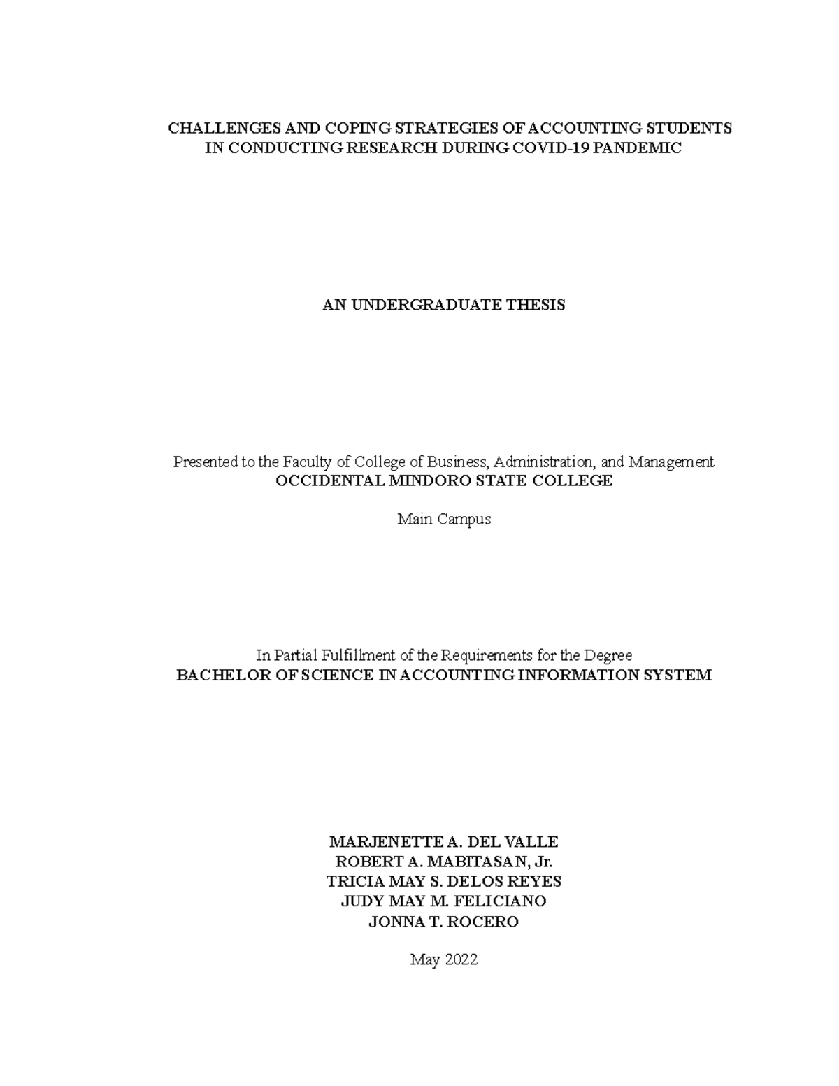 thesis about accounting profession