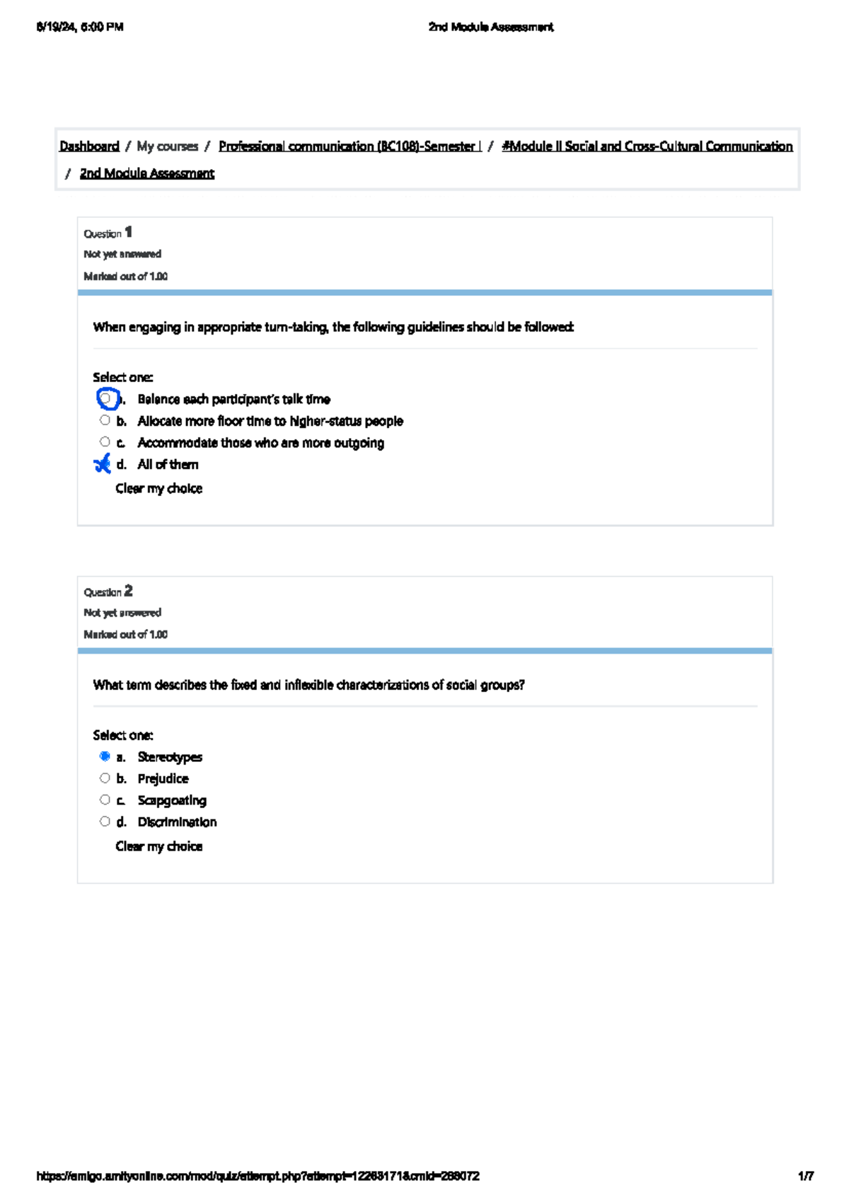 BC108-MOD2 ANS - Module 2 answers - 5:00 PM 2nd Module Assessment ...