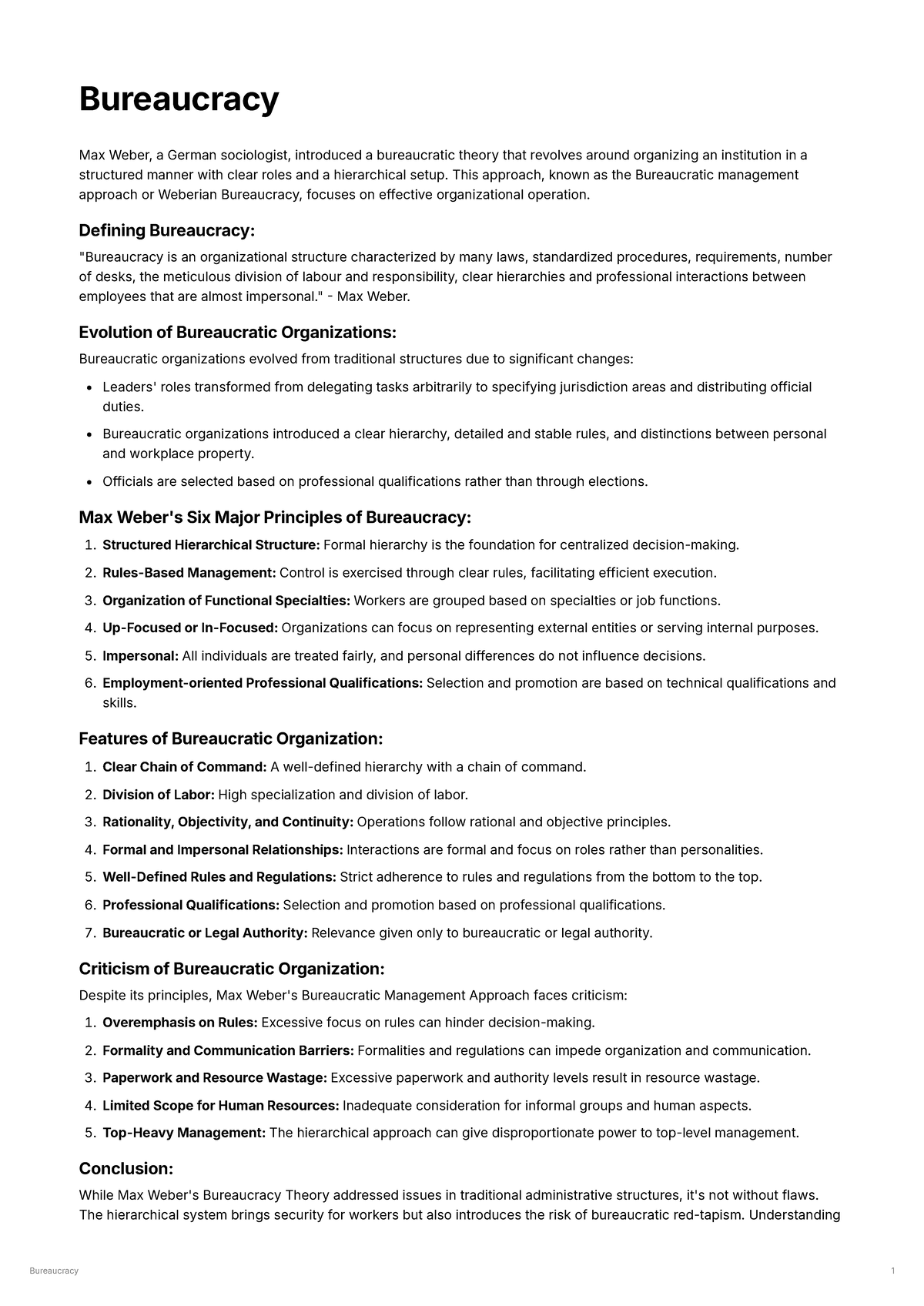 Bureaucracy - This approach, known as the Bureaucratic management ...