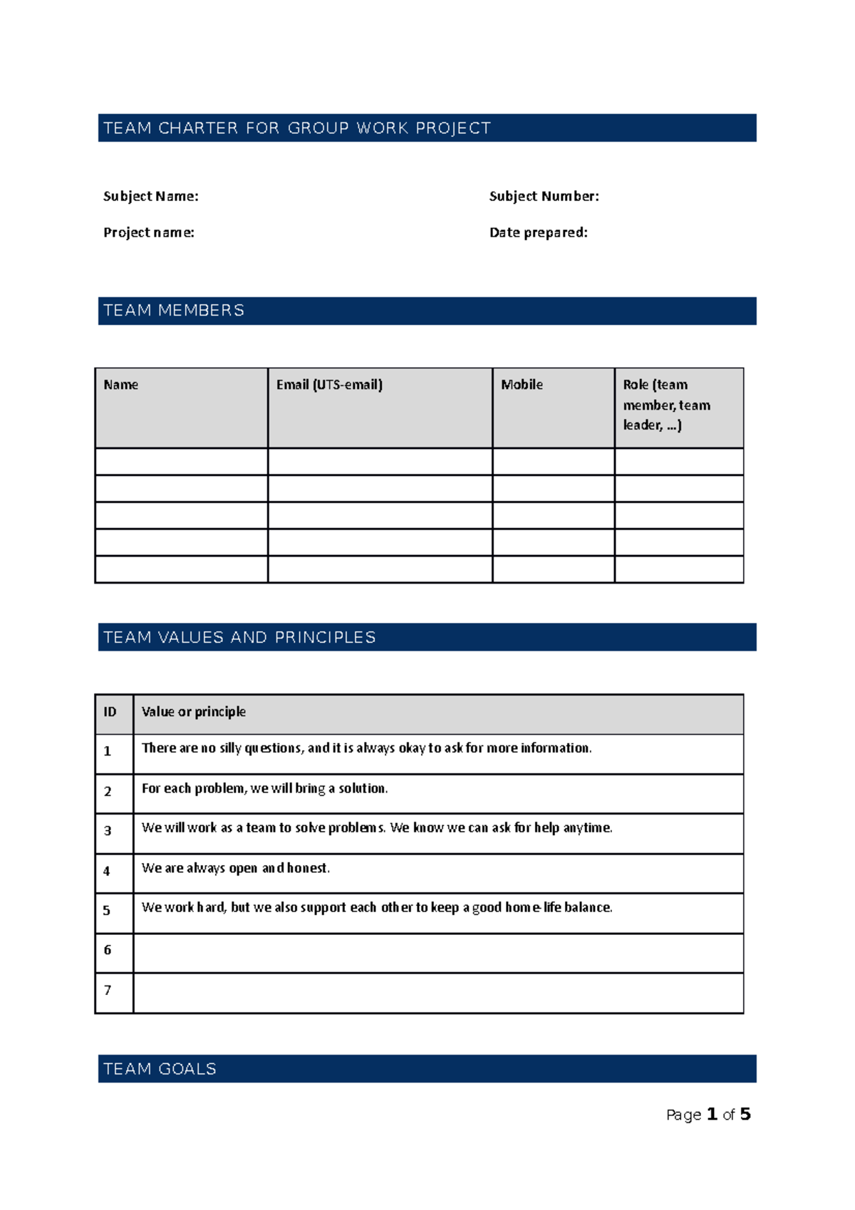 Team-Charter-template+adjusted+AIS+SP23 - TEAM CHARTER FOR GROUP WORK ...